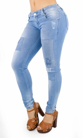 1285 Maripily Women's Patchwork Low Rise Skinny Jean