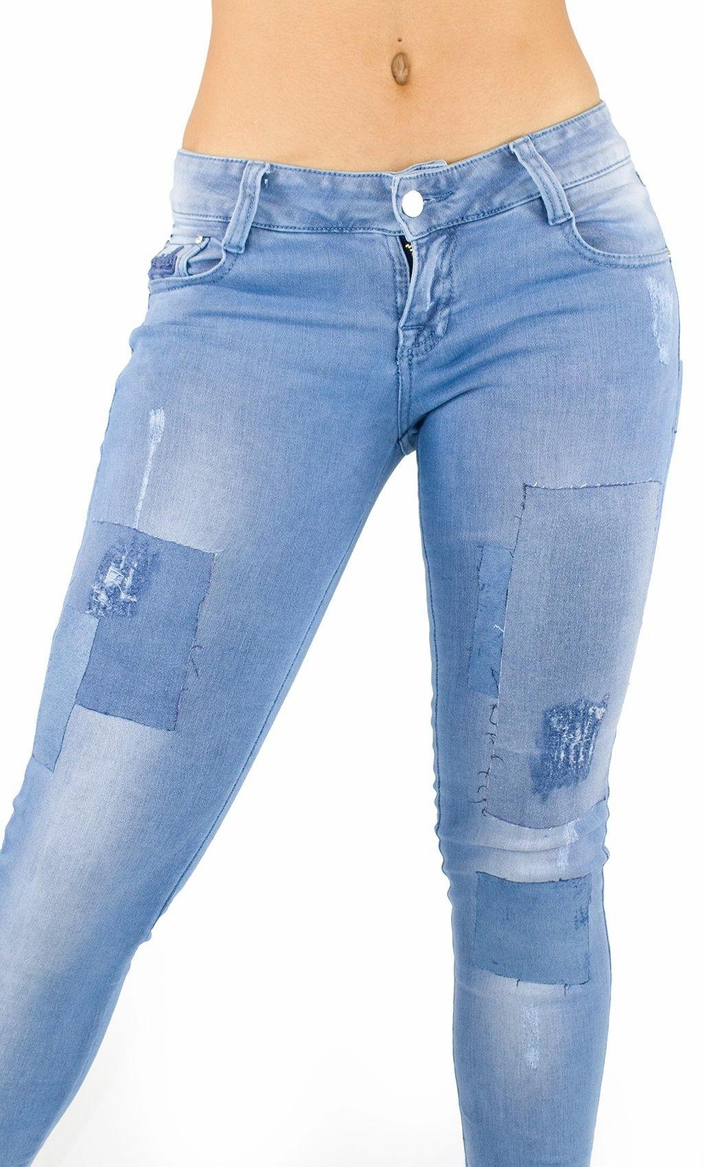1285 Maripily Women's Patchwork Low Rise Skinny Jean