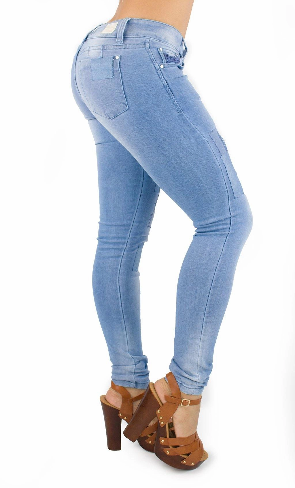 1285 Maripily Women's Patchwork Low Rise Skinny Jean