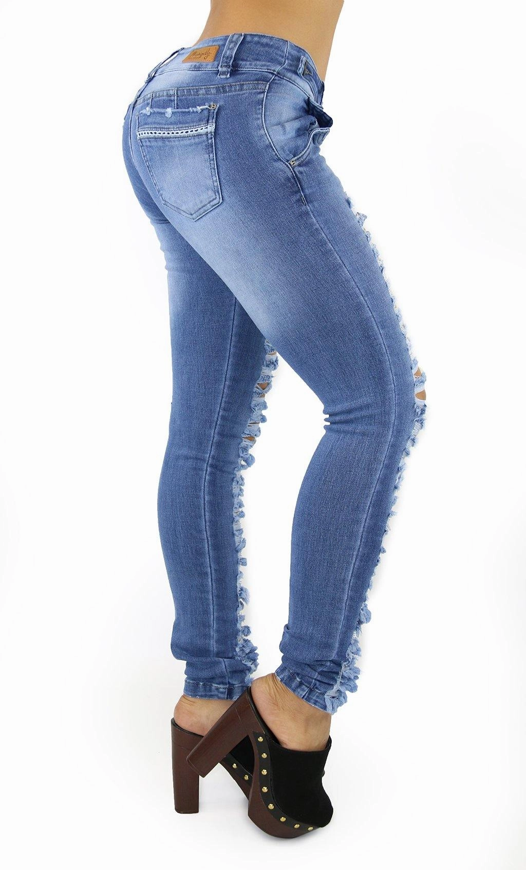 1291 Maripily Women's Destroyed Low Rise Skinny Jean