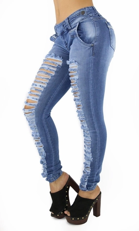 1291 Maripily Women's Destroyed Low Rise Skinny Jean