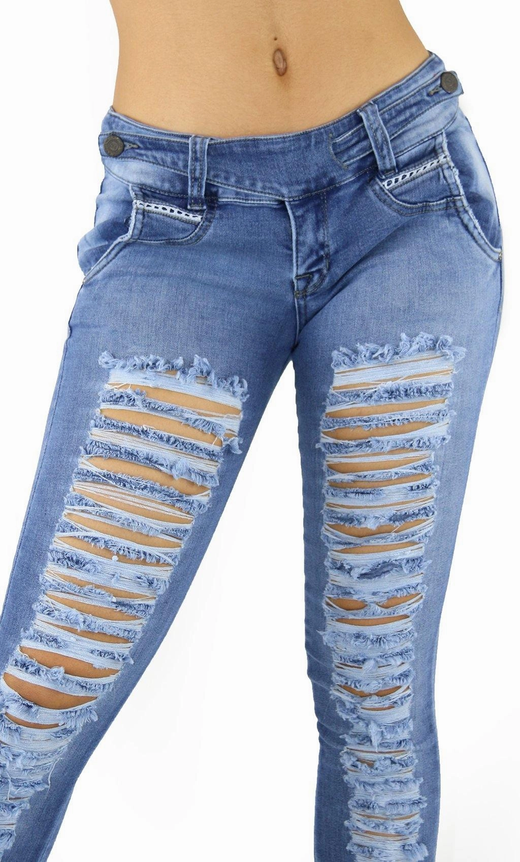 1291 Maripily Women's Destroyed Low Rise Skinny Jean