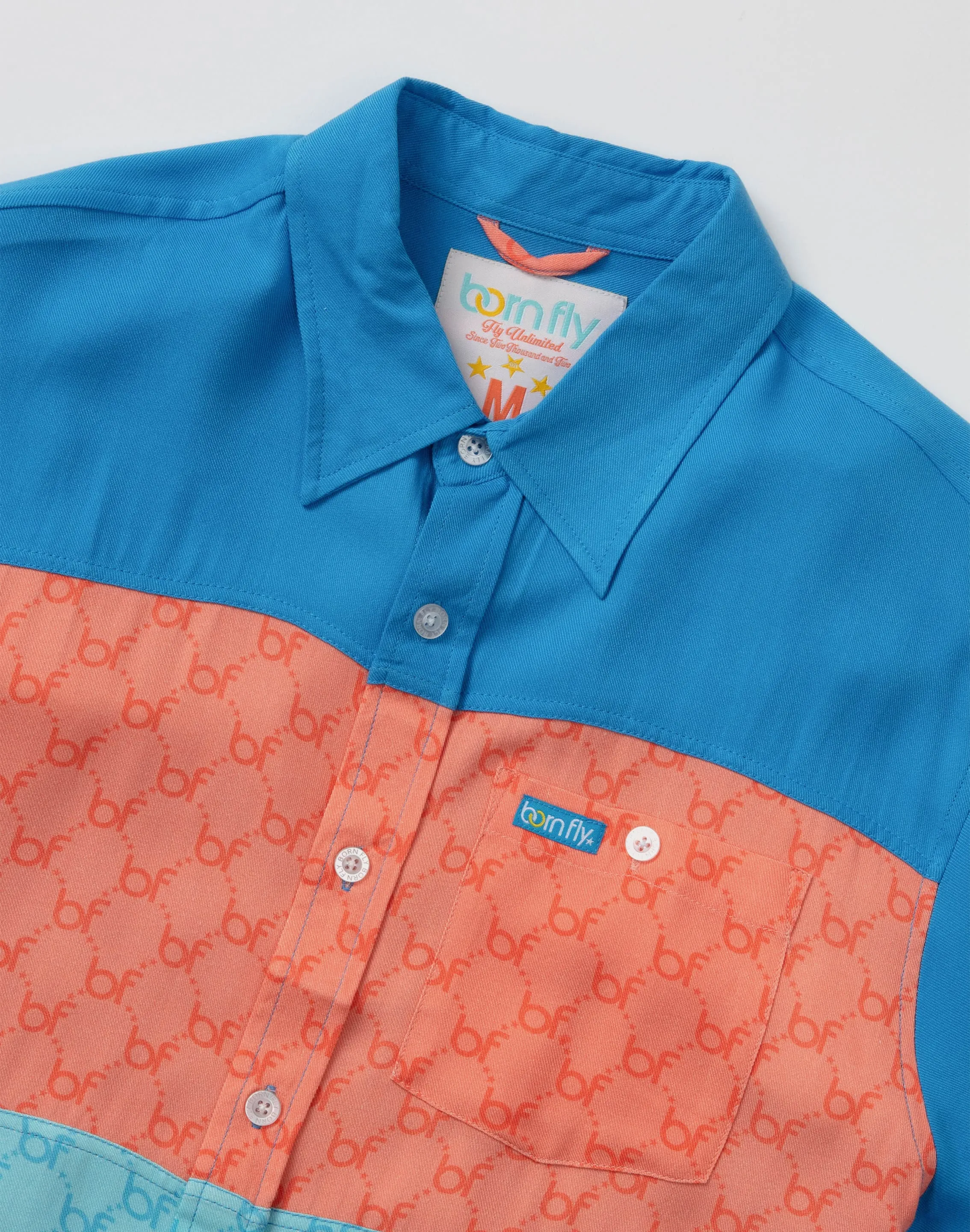 BLUE LABEL APPAREL LLC Born Fly Supremely Fly Woven Printed Collar Shirt