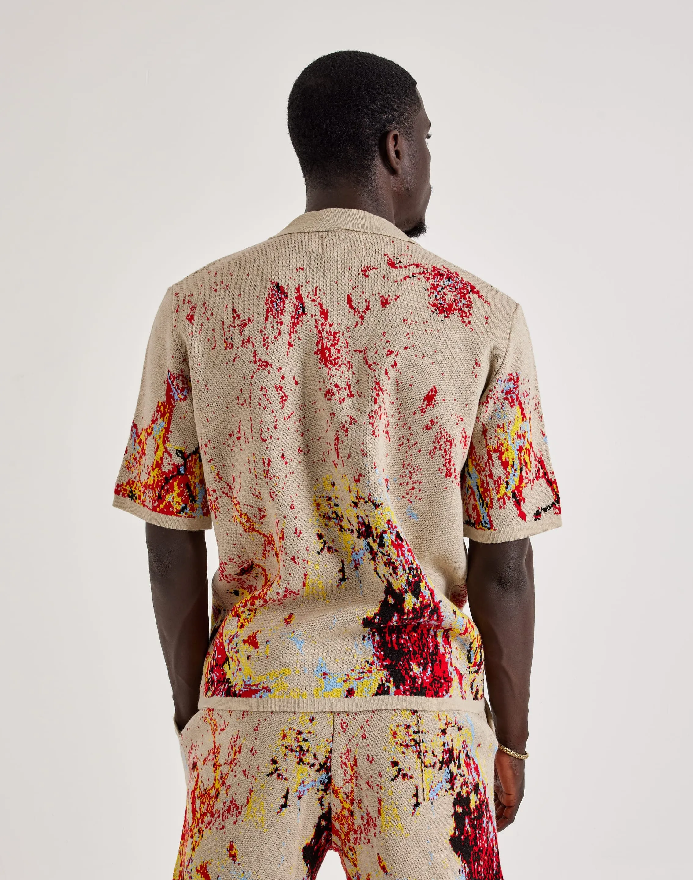 Chapter By Kohli Heart Paint Splatter Knit Button Shirt