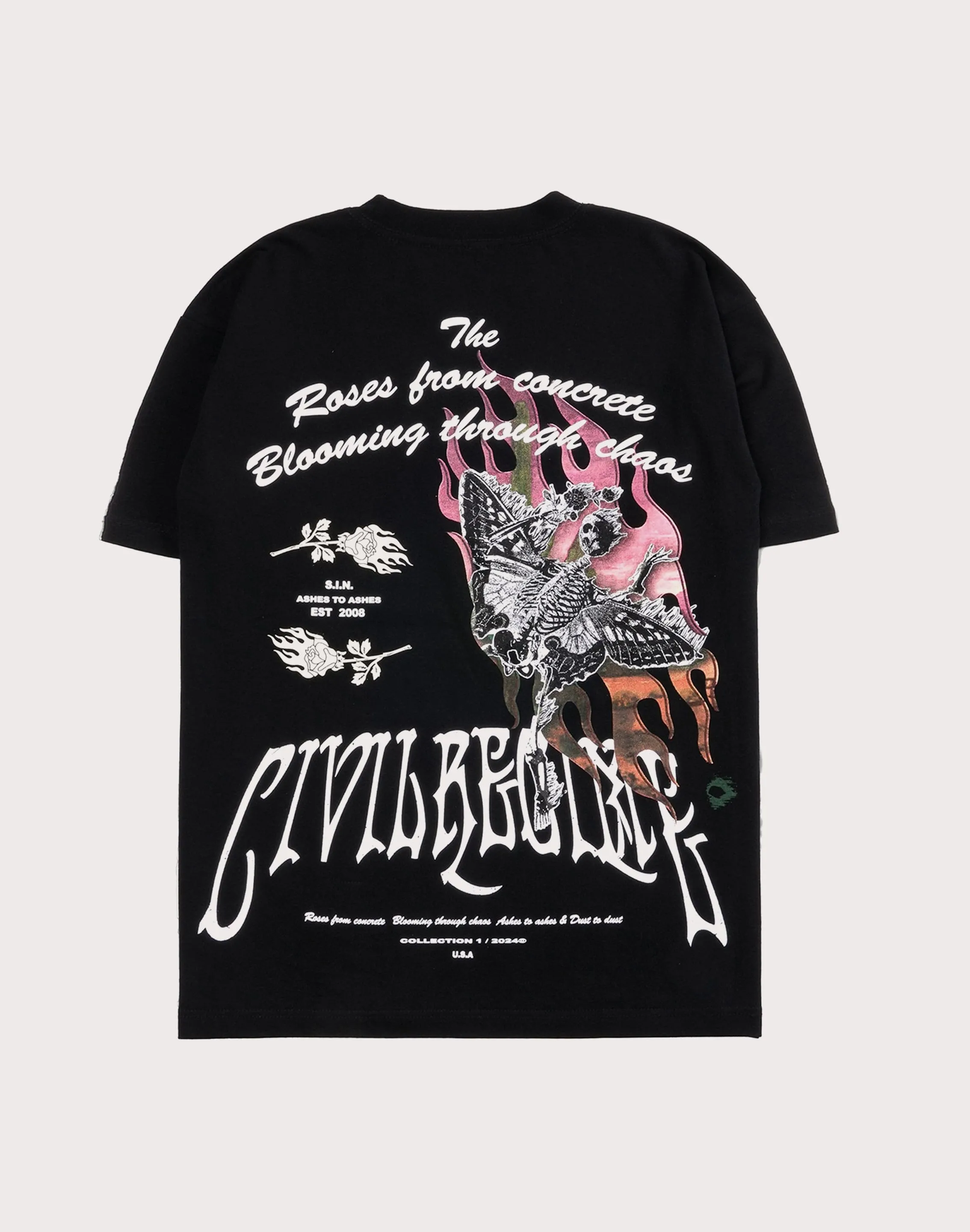 CIVIL CLOTHING Risen From Fire Black Oversized Tee