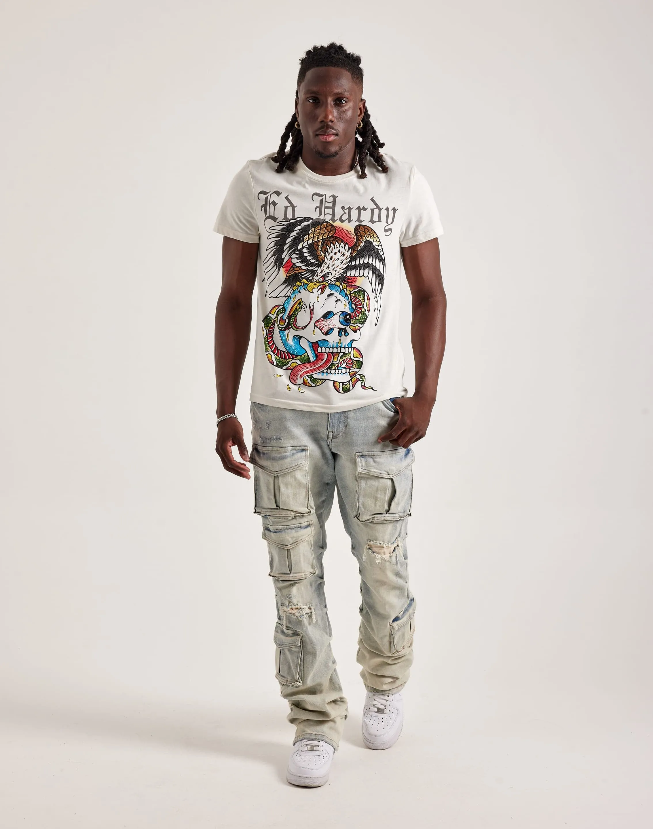Ed Hardy Battle Skull Rhinestone Tee