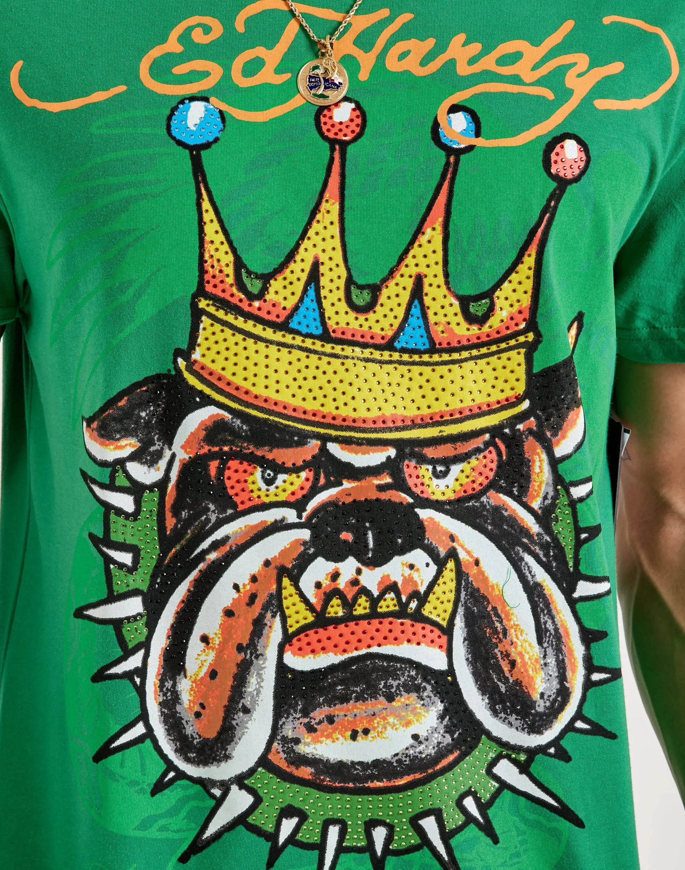 Ed Hardy Bulldog Rhinestone Tee