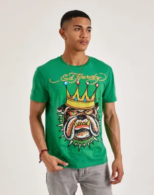 Ed Hardy Bulldog Rhinestone Tee