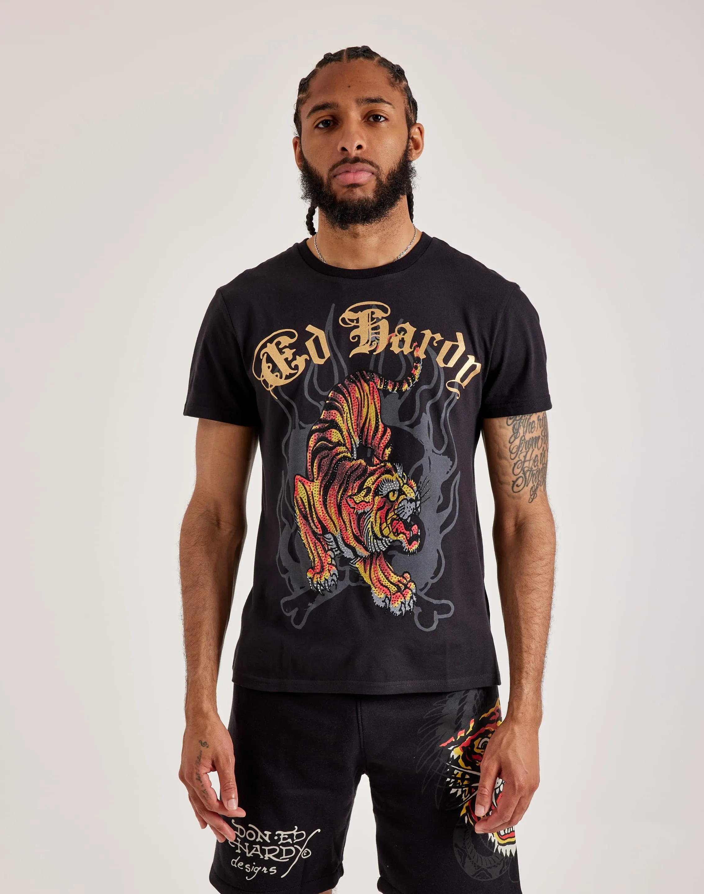 Ed Hardy Crawling Tiger Rhinestone Tee