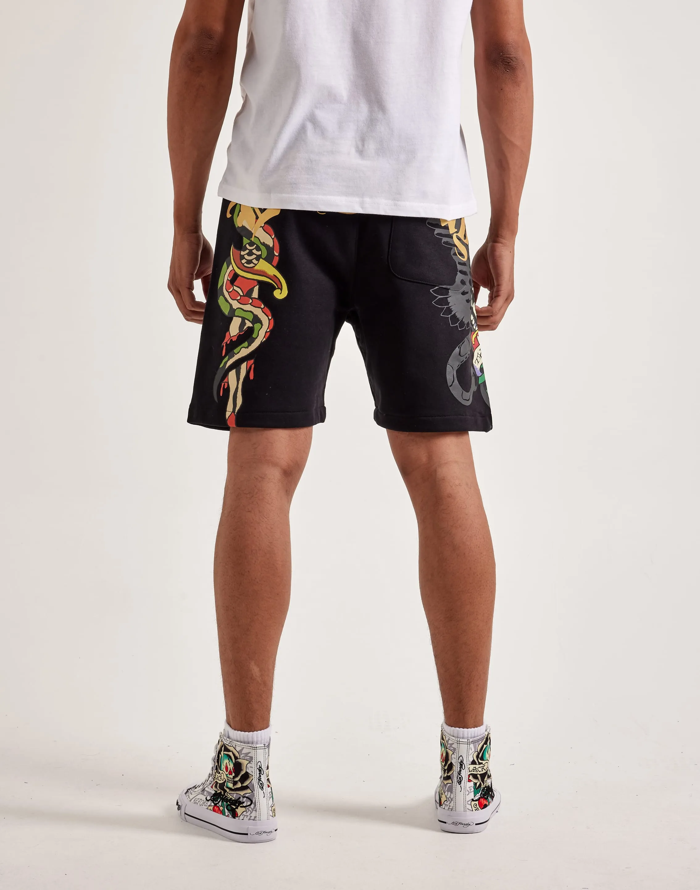 Ed Hardy Dagger Rose Fleece Shorts