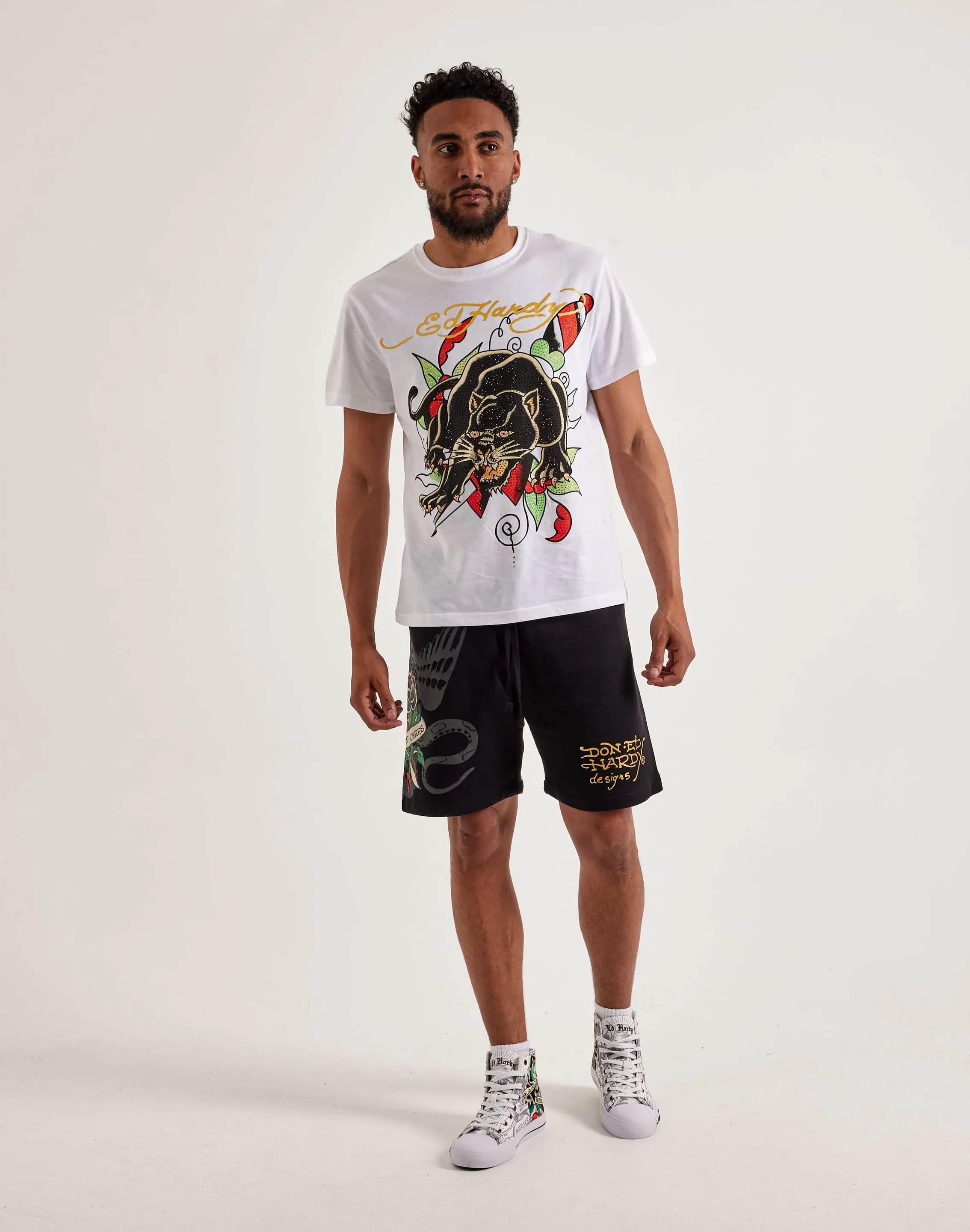 Ed Hardy Dagger Rose Fleece Shorts