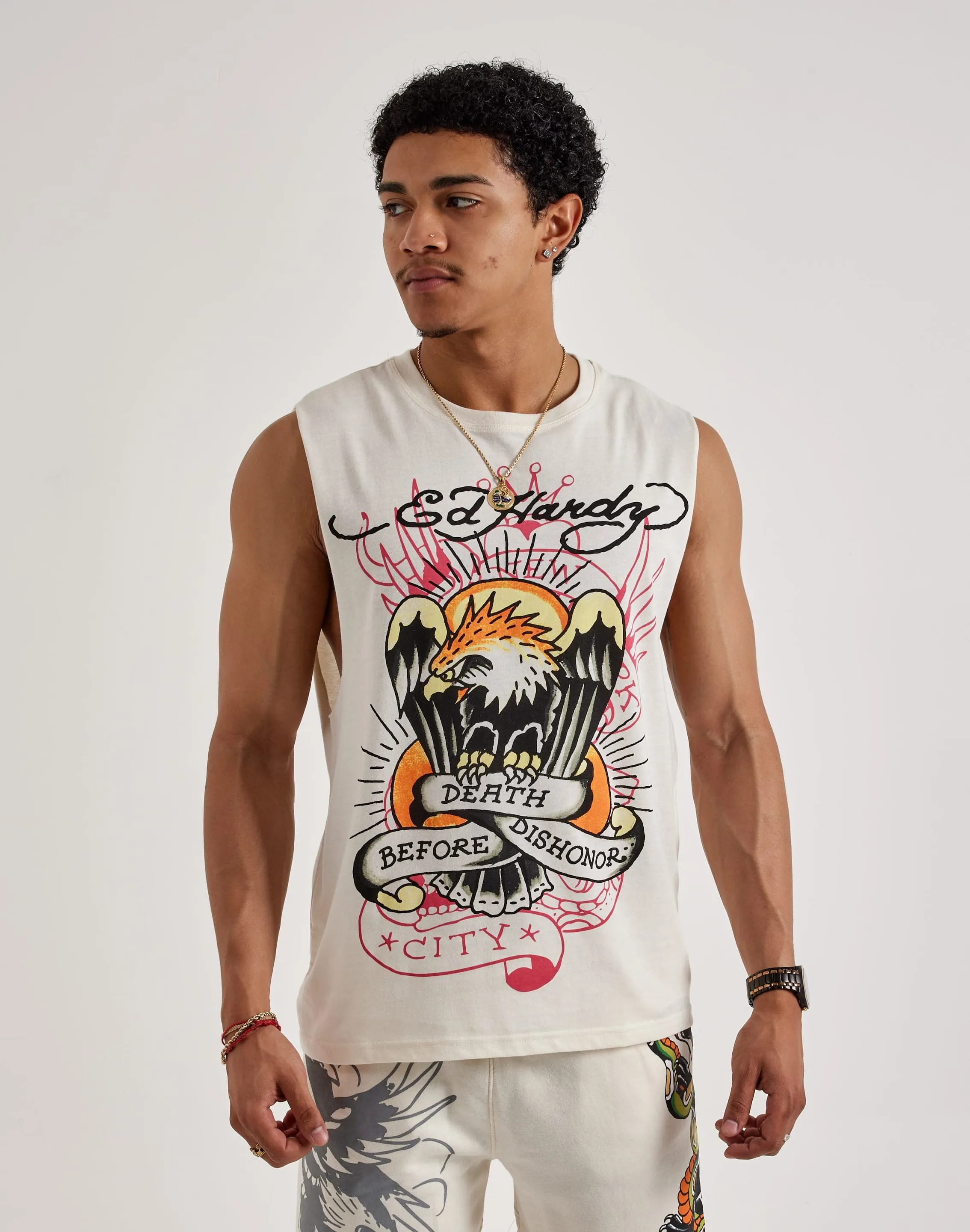 Ed Hardy Death Before Dishonor Eagle Sleeveless Tee