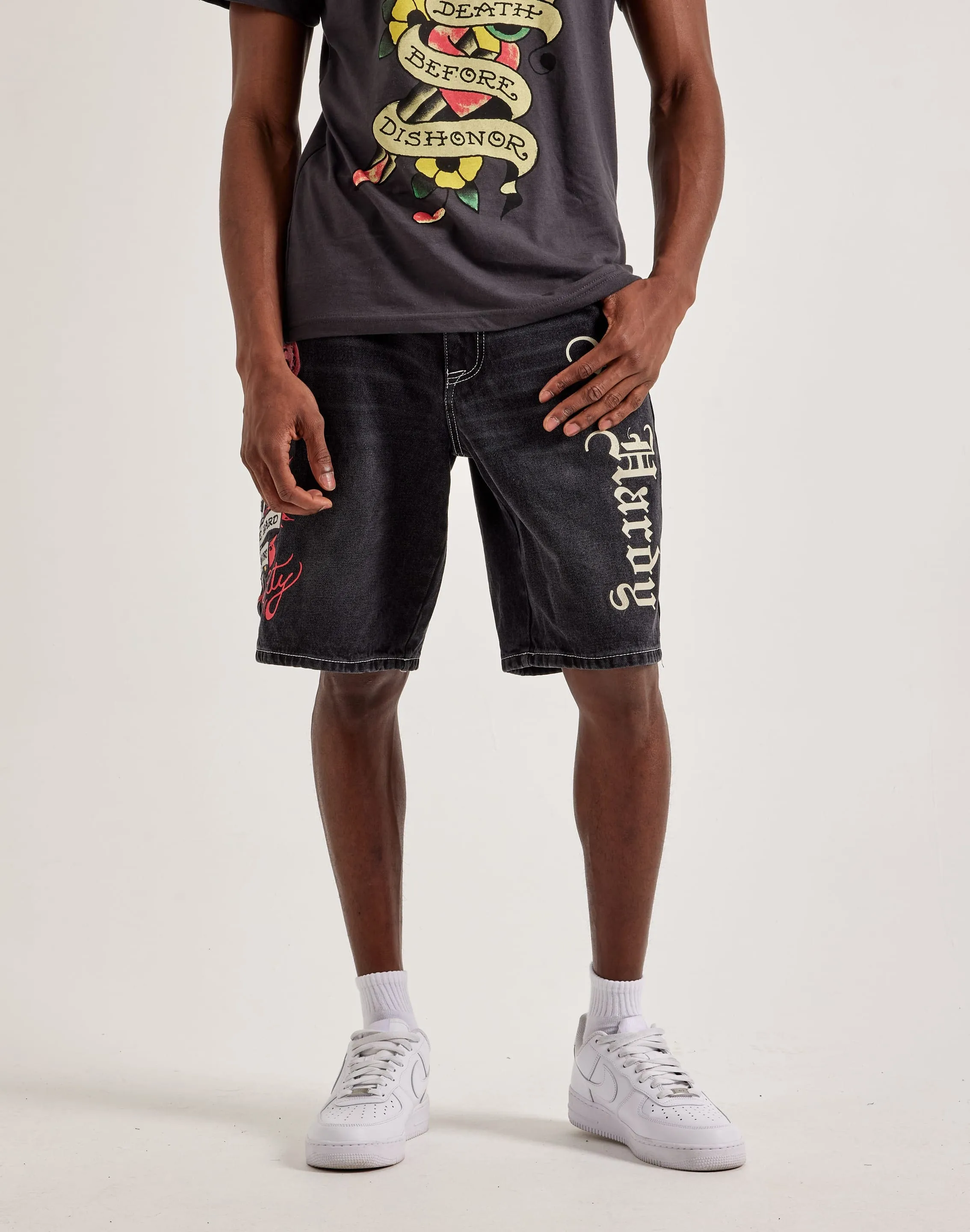 Ed Hardy Live Fast Denim Shorts