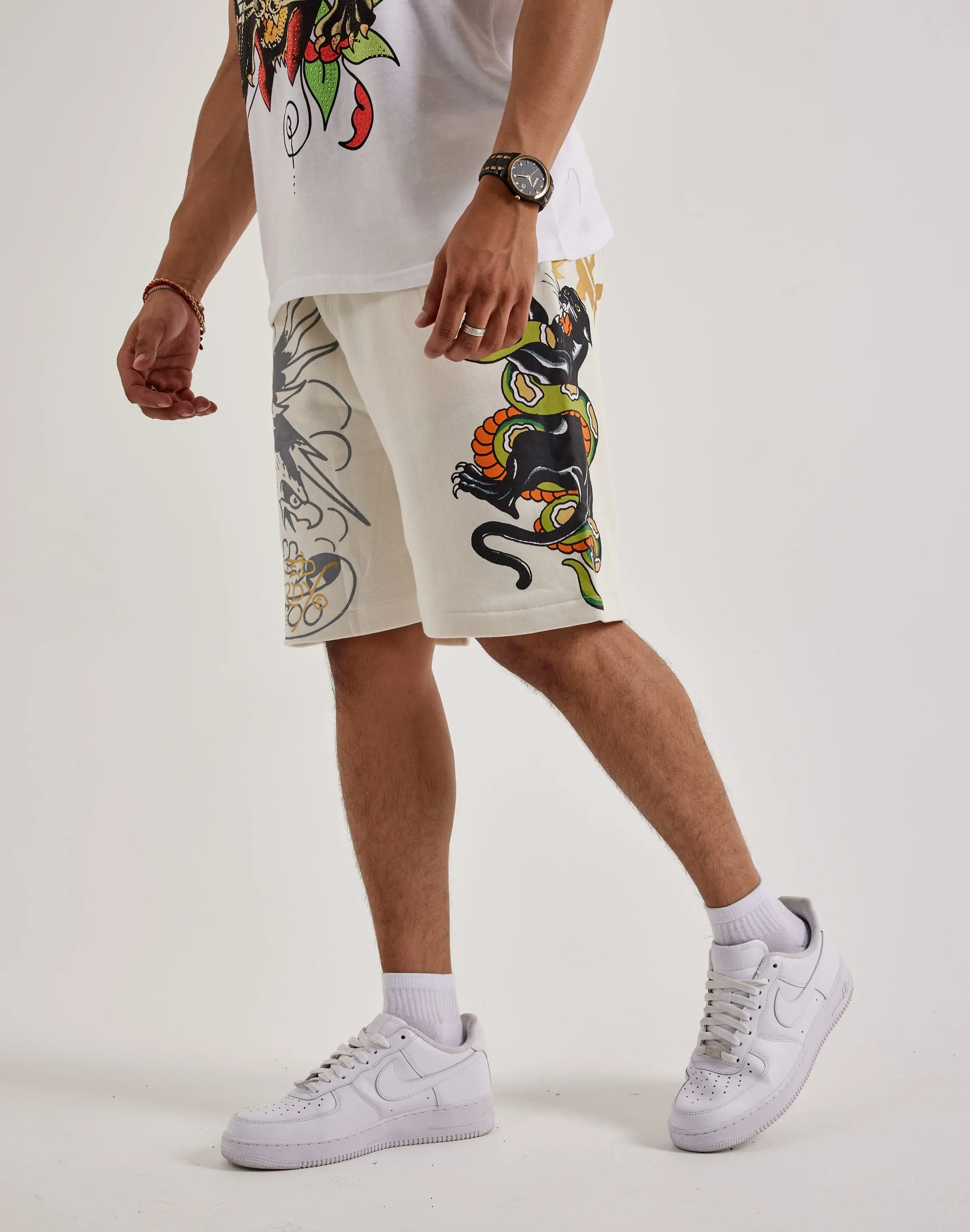 Ed Hardy Panther Snake Fleece Shorts