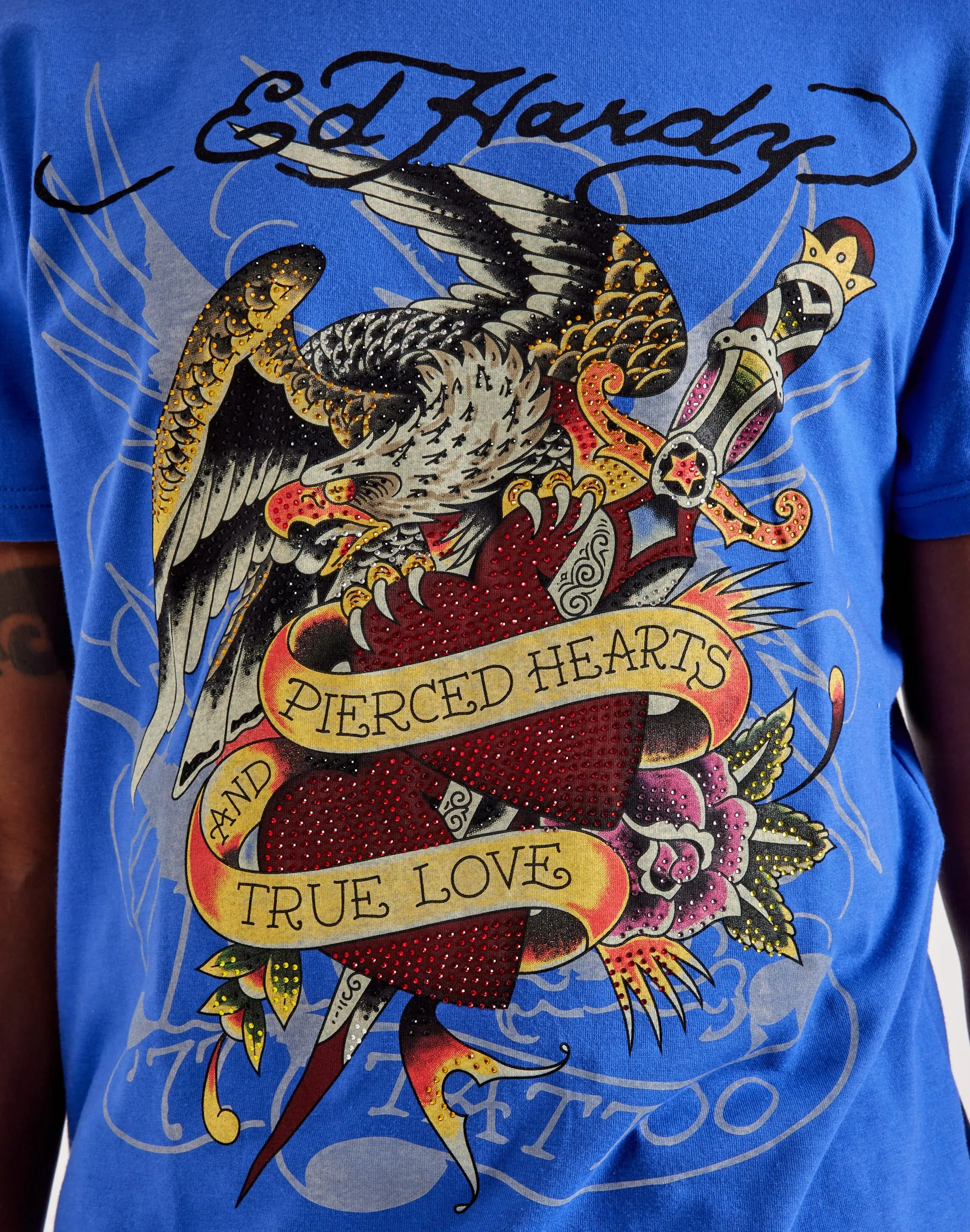 Ed Hardy Pierced Eagle Rhinestone Tee