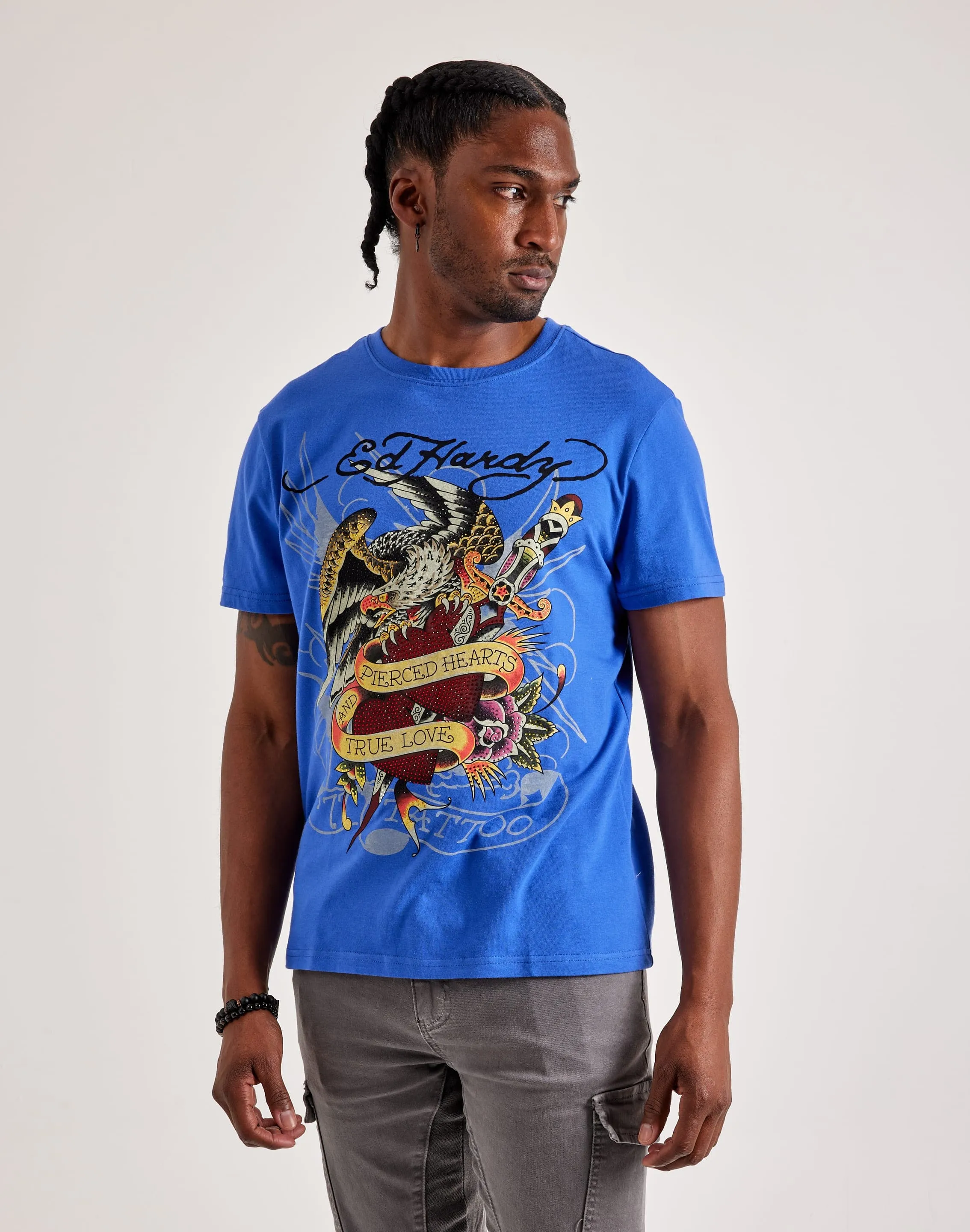 Ed Hardy Pierced Eagle Rhinestone Tee