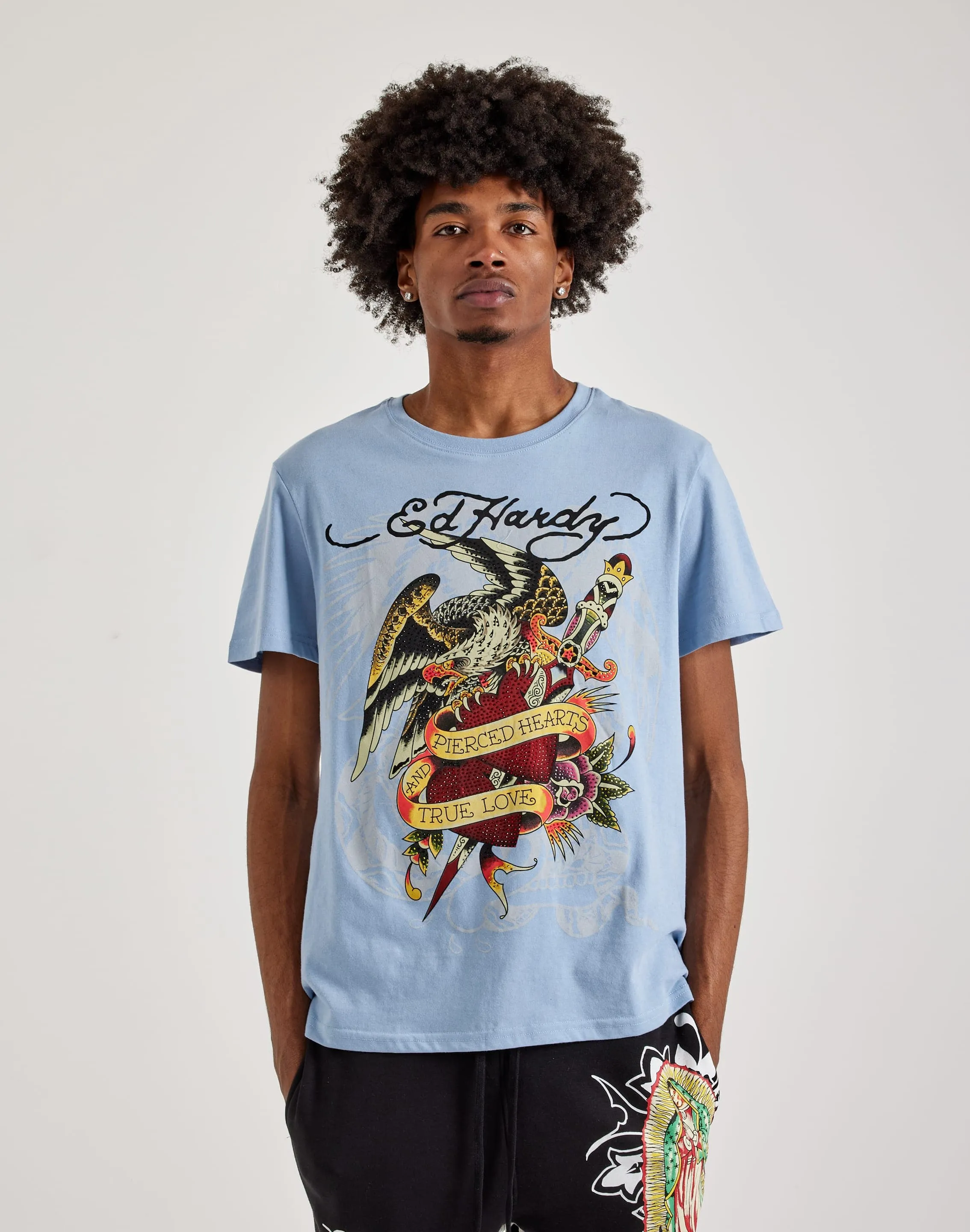 Ed Hardy Pierced Eagle Rhinestone Tee