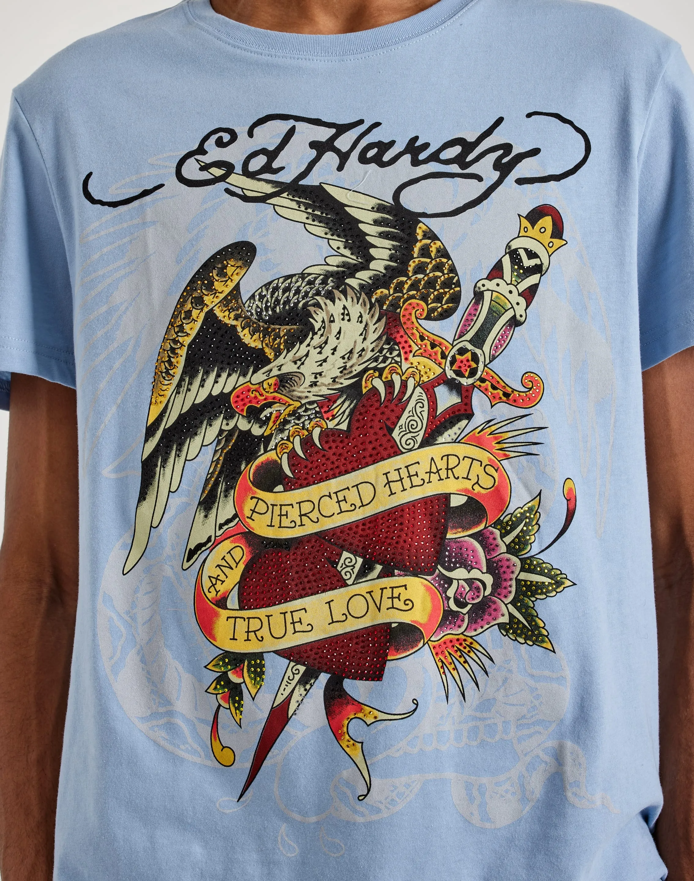 Ed Hardy Pierced Eagle Rhinestone Tee