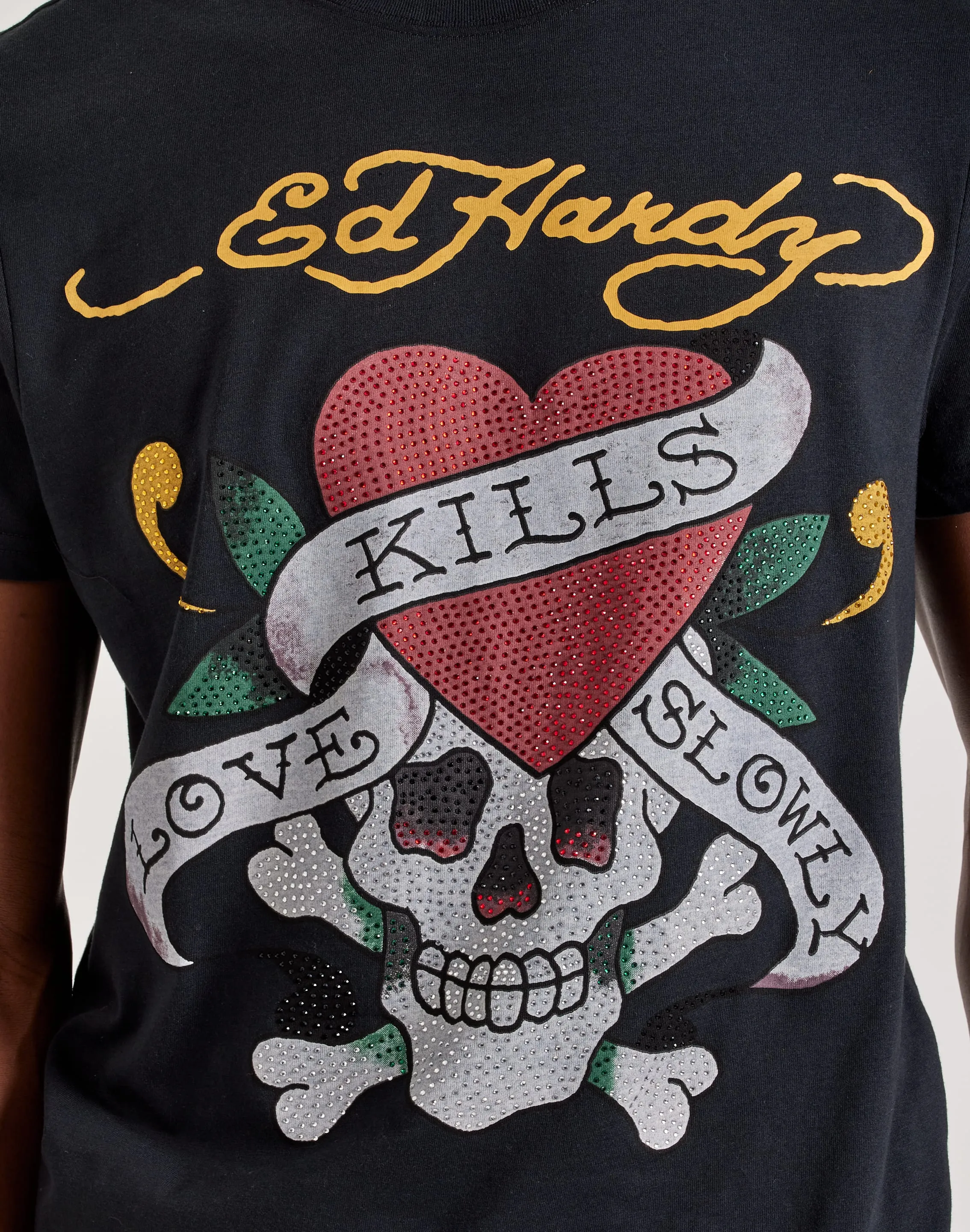 Ed Hardy Rhinestone Skull Tee