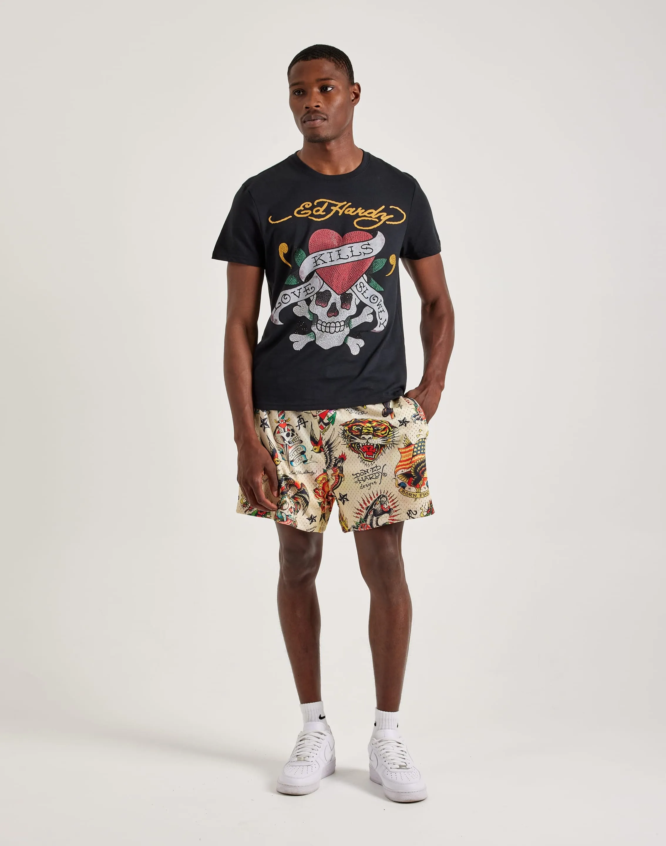 Ed Hardy Rhinestone Skull Tee
