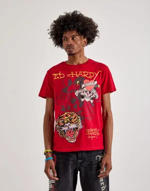 Ed Hardy  Tiger Skull Shorts Sleeve Tee