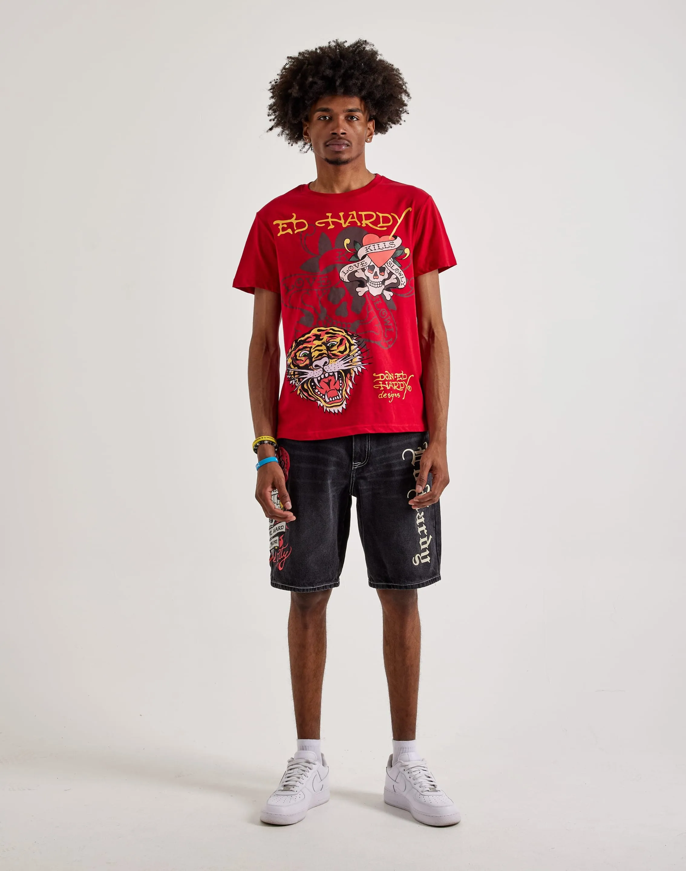 Ed Hardy  Tiger Skull Shorts Sleeve Tee
