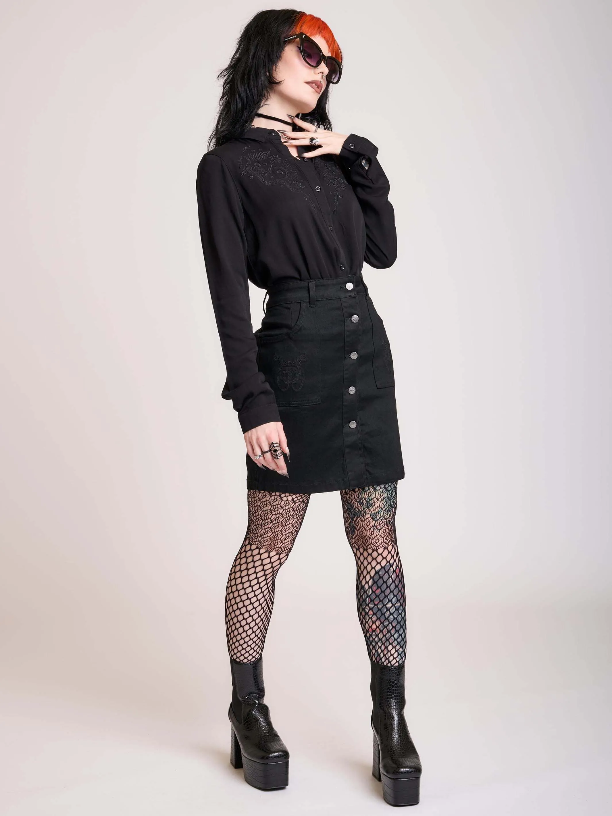 Embroidered Relics Button Up Shirt