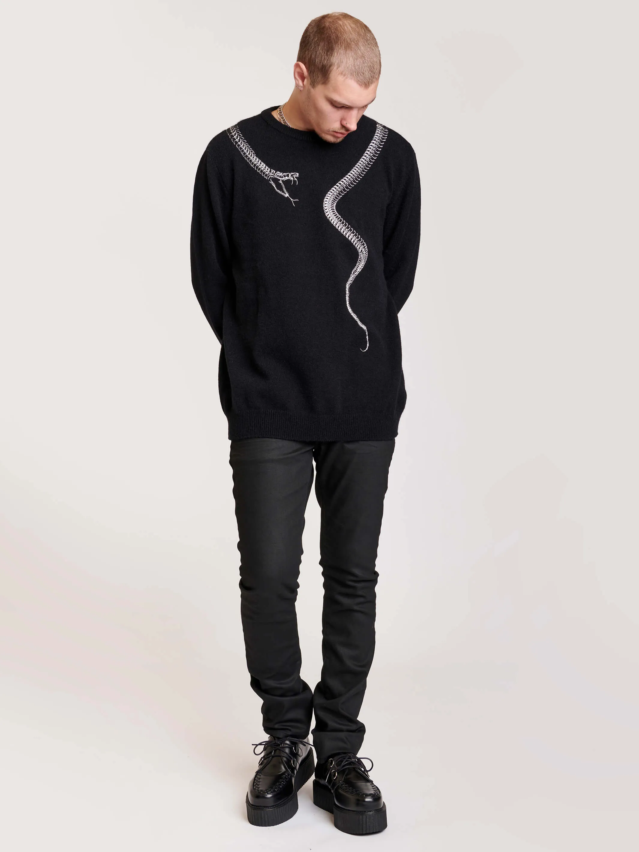 Embroidered Snake Sweater