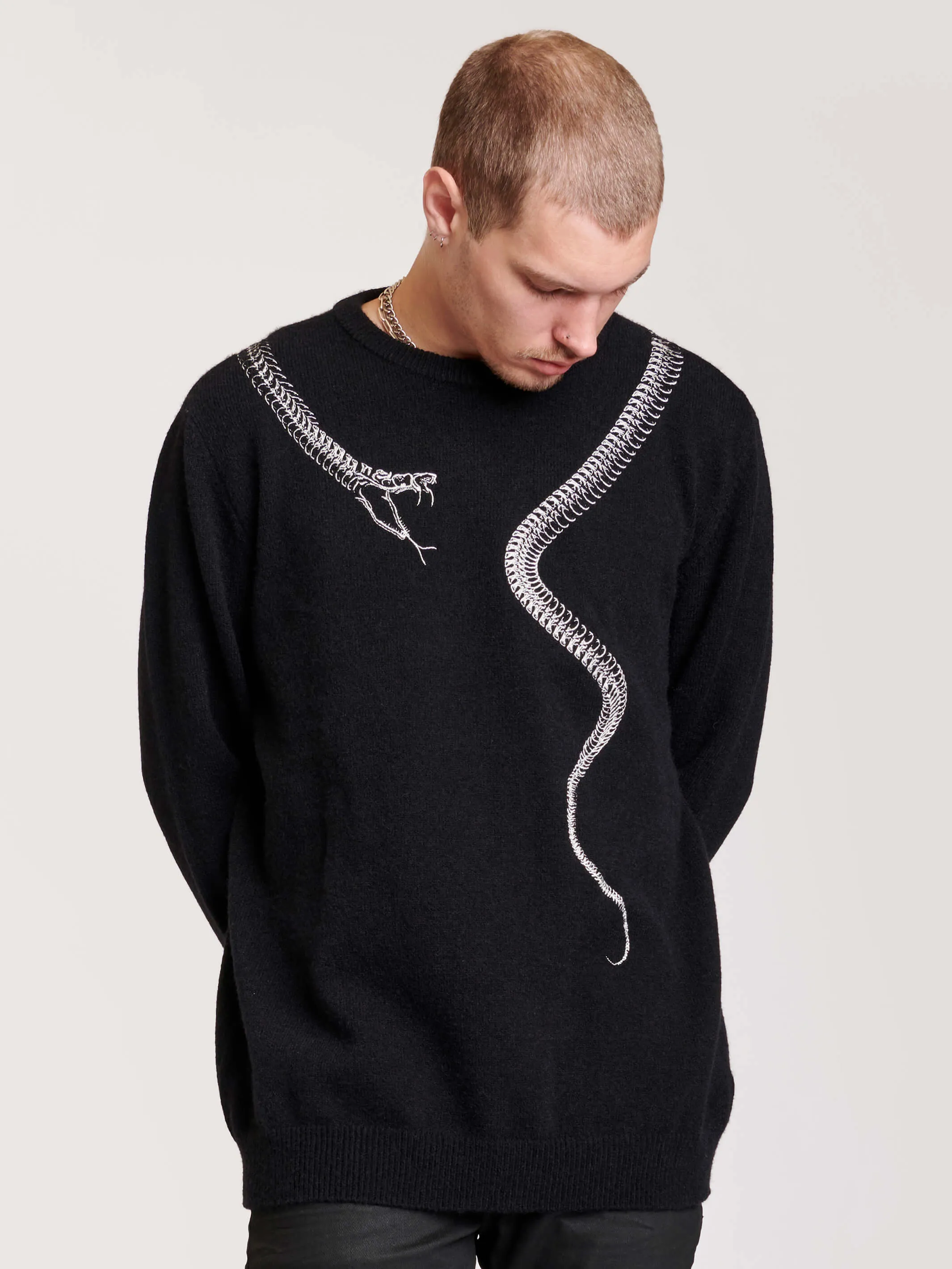 Embroidered Snake Sweater