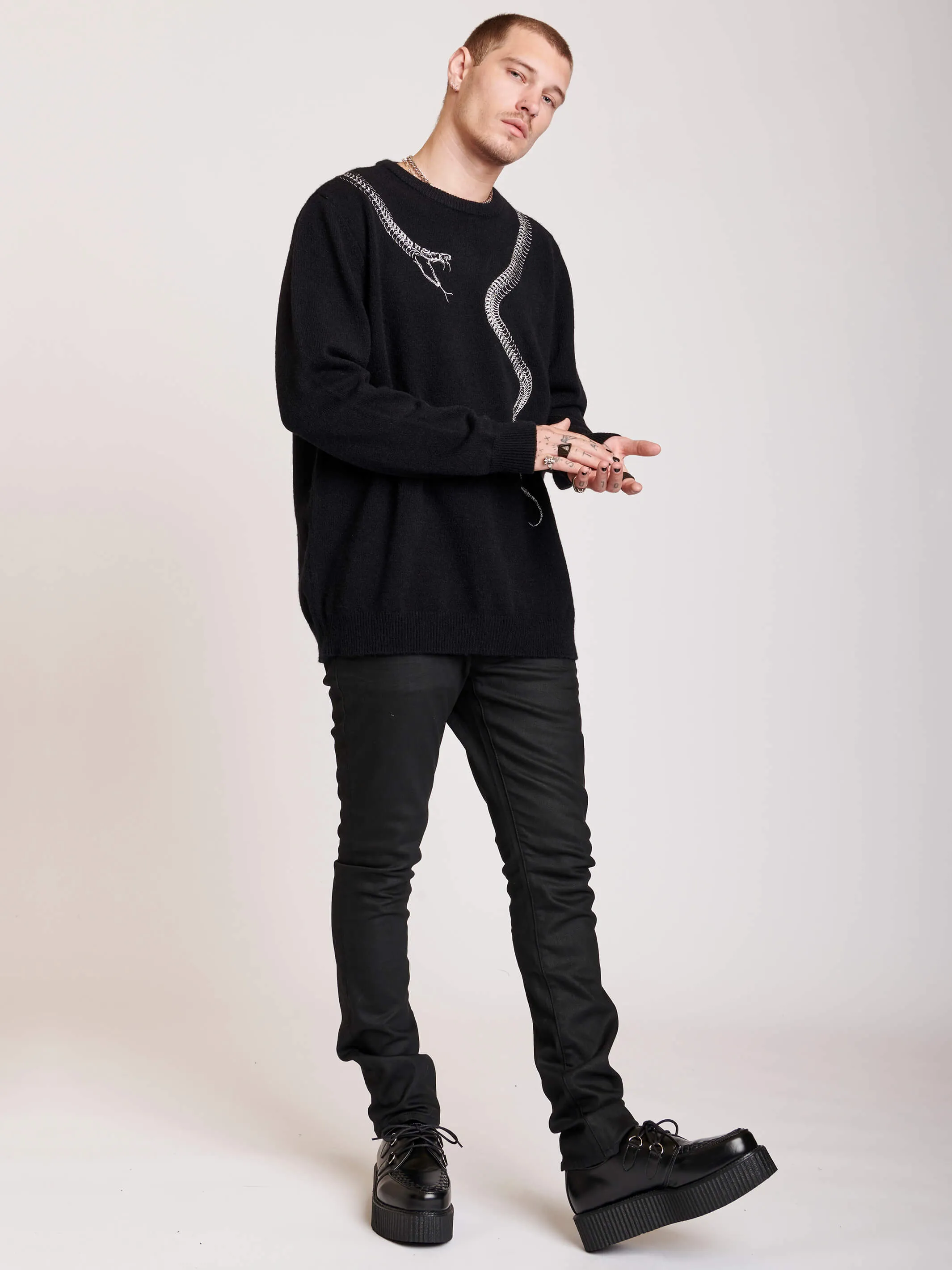 Embroidered Snake Sweater
