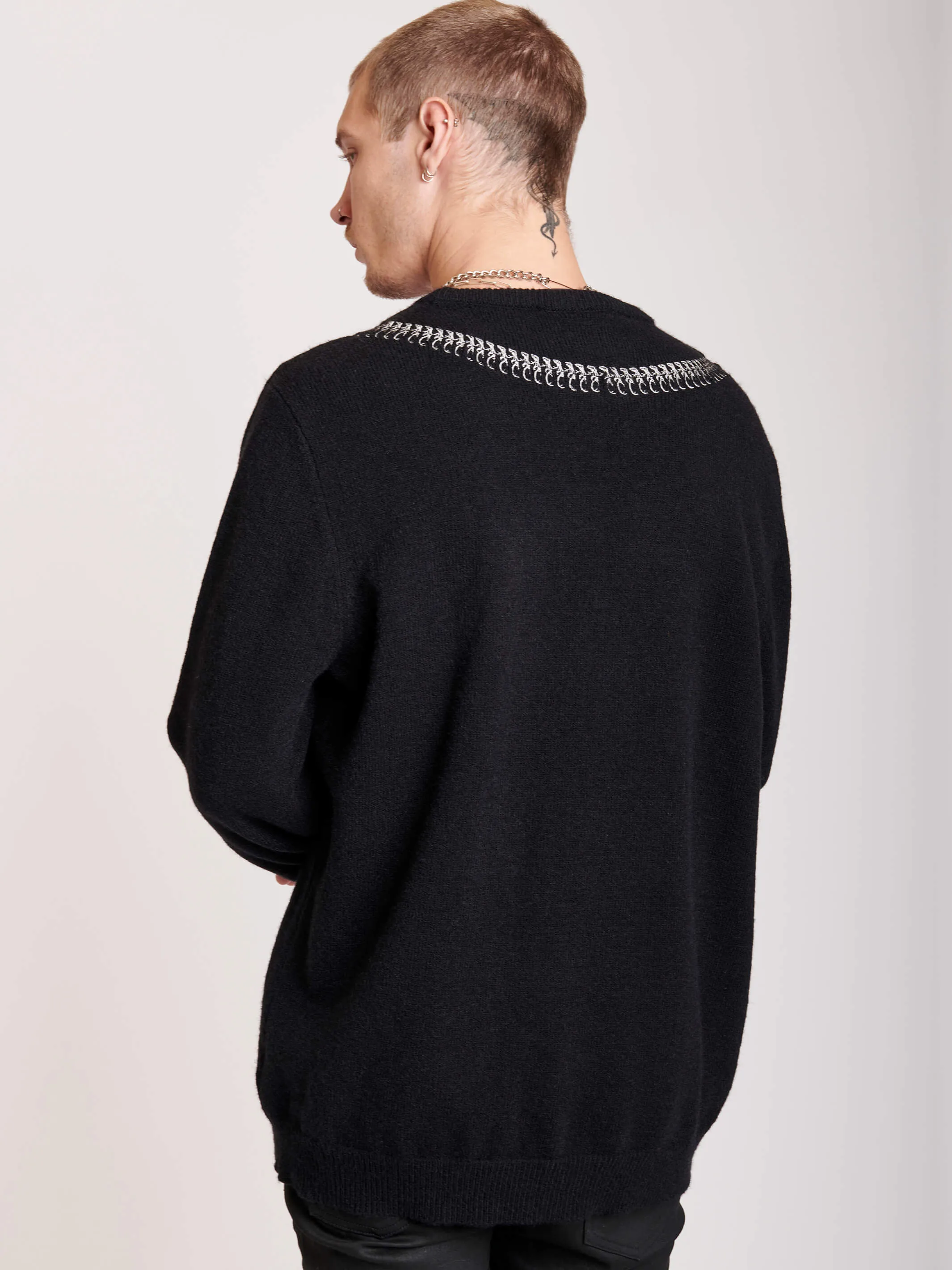 Embroidered Snake Sweater