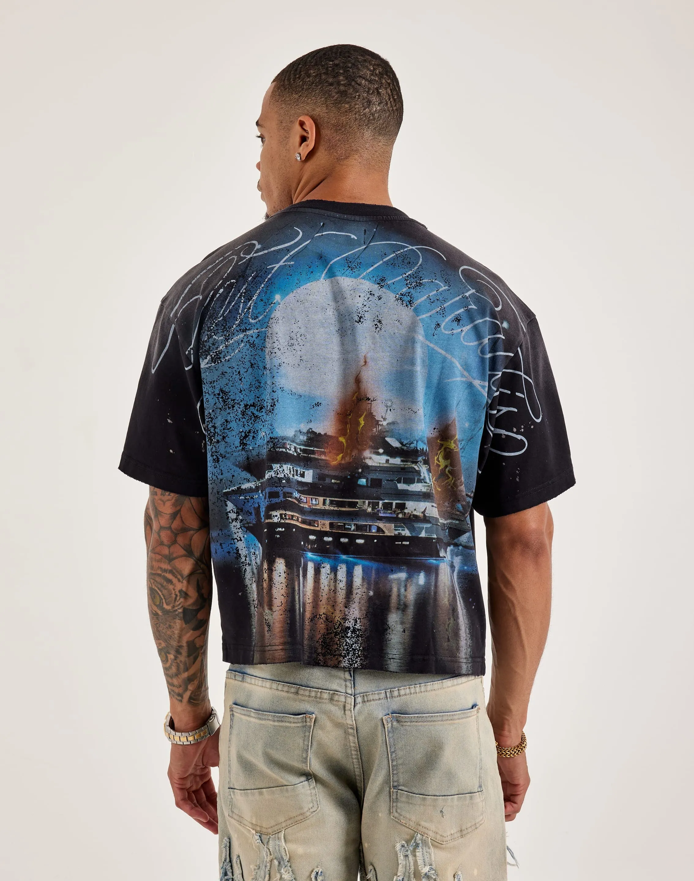 First Row Cropped Rhinestone Tee