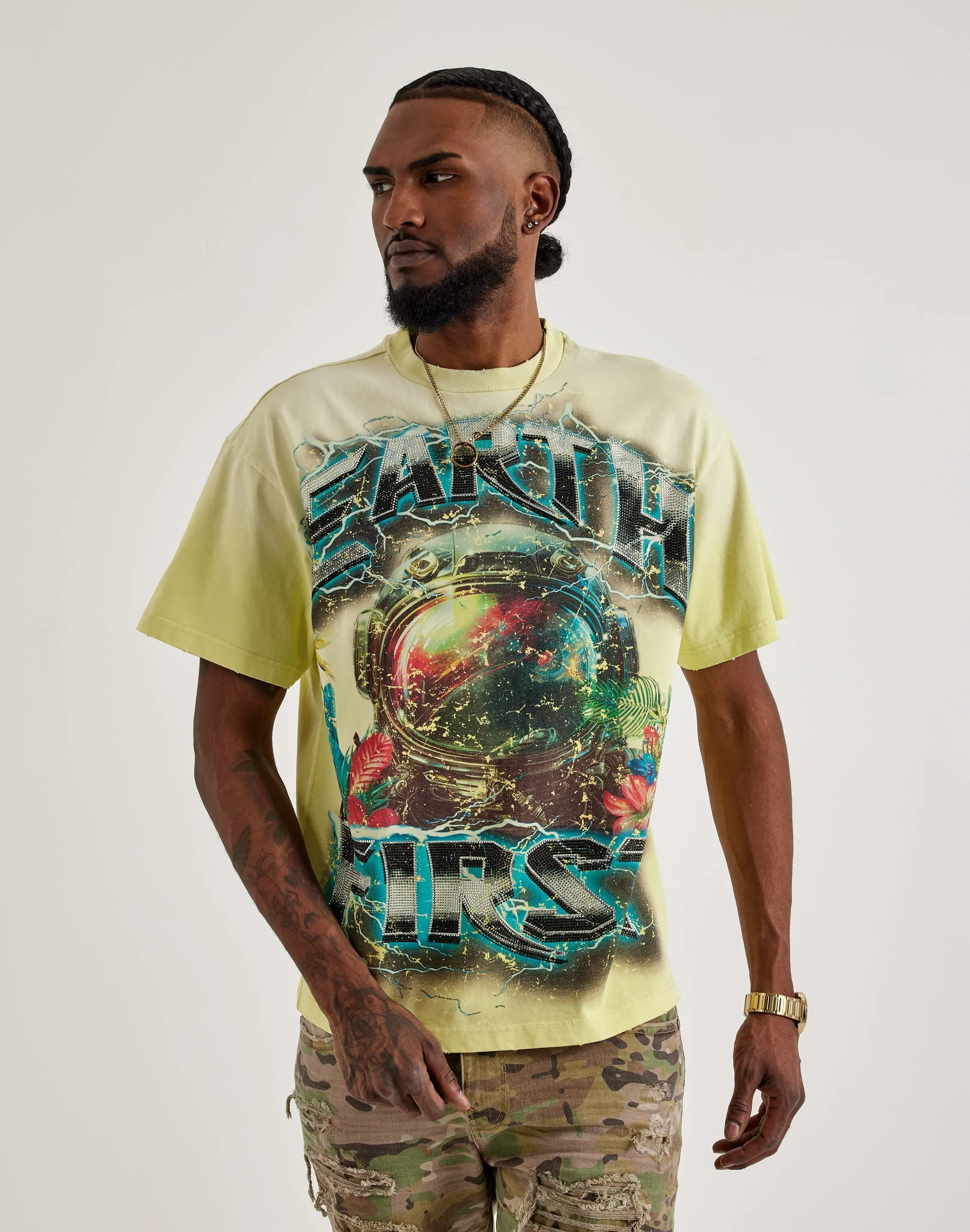 First Row Earth First Rhinestone Tee