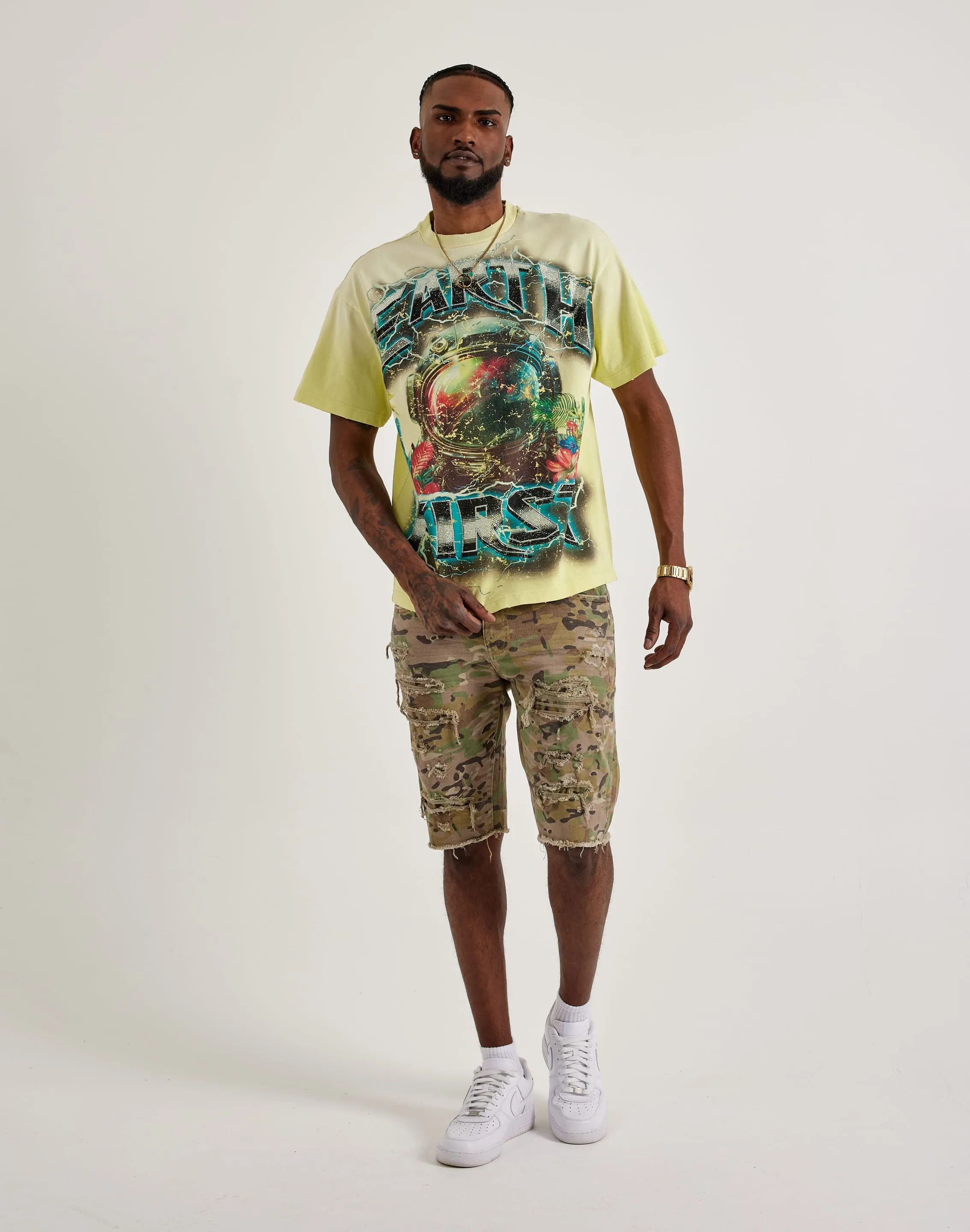 First Row Earth First Rhinestone Tee
