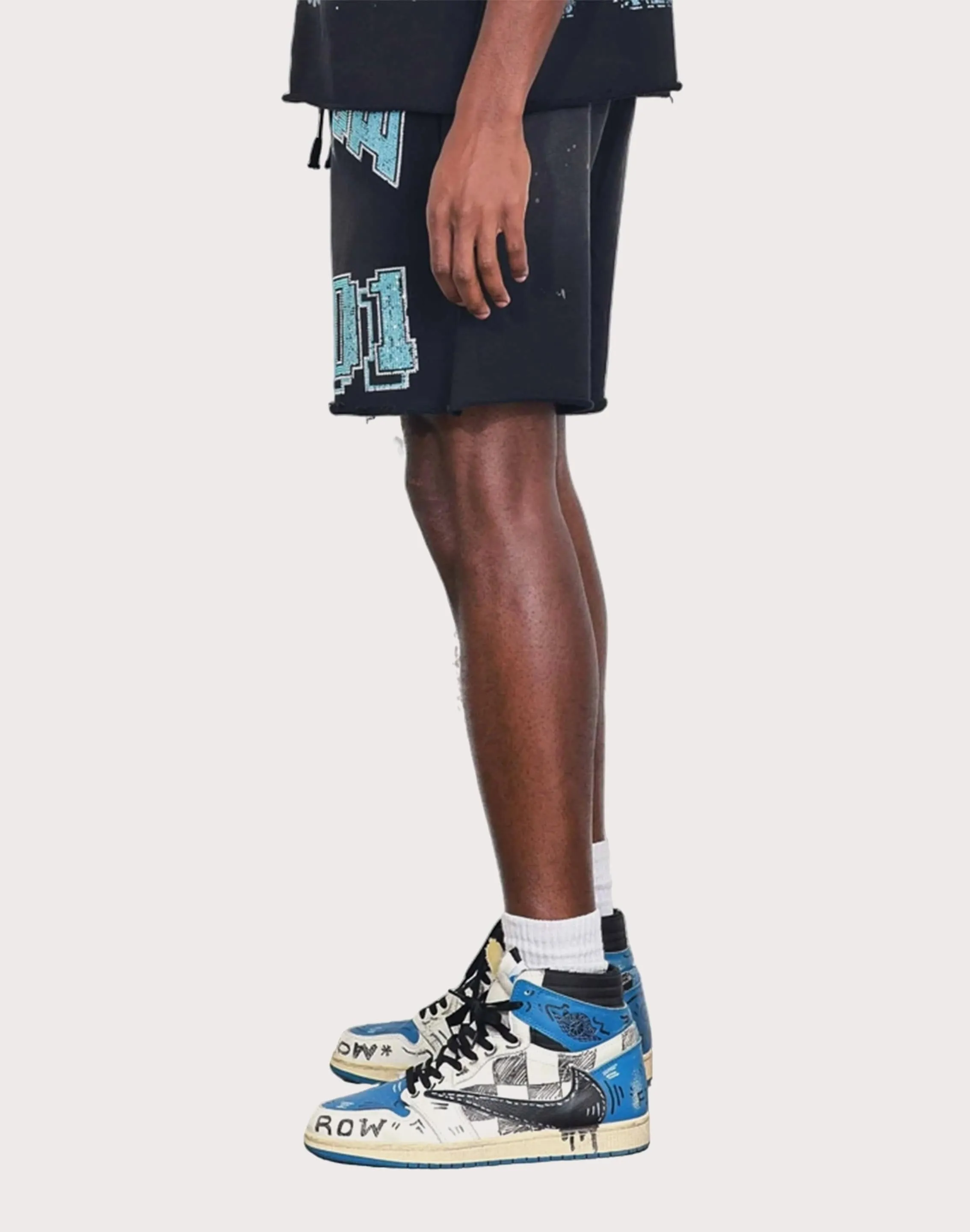 First Row Washed Bright Future Black Shorts