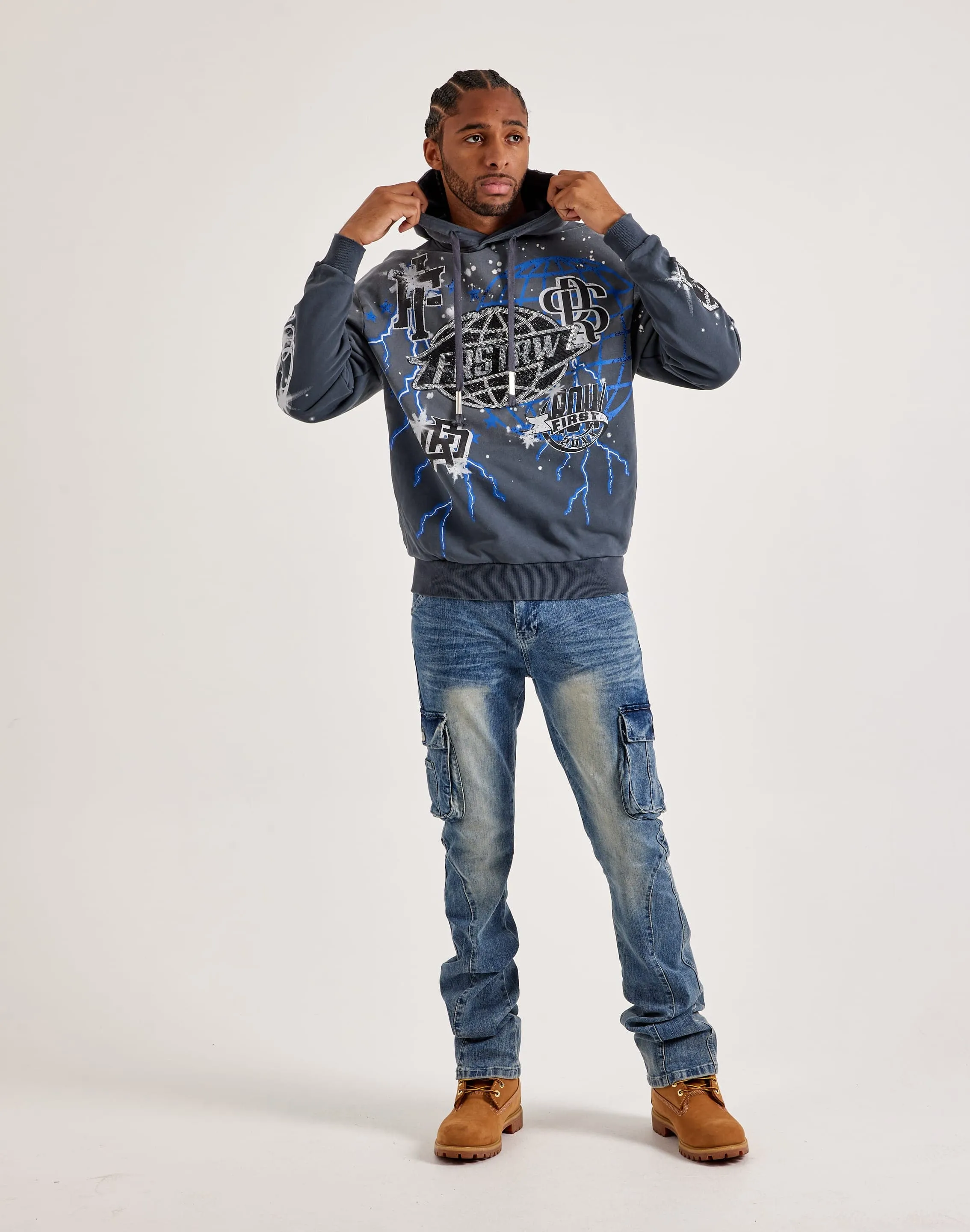 First Row Washed Rhinestone Hoodie
