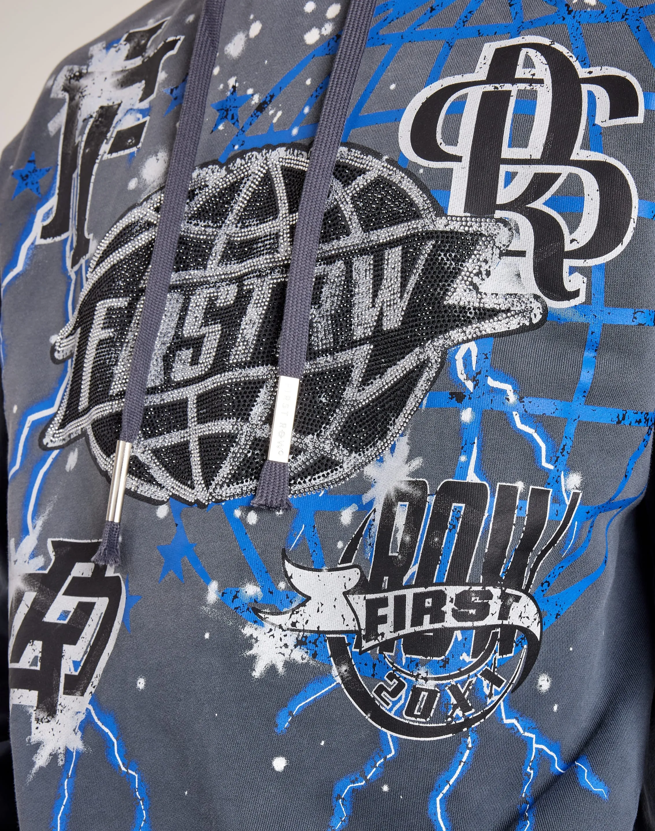 First Row Washed Rhinestone Hoodie