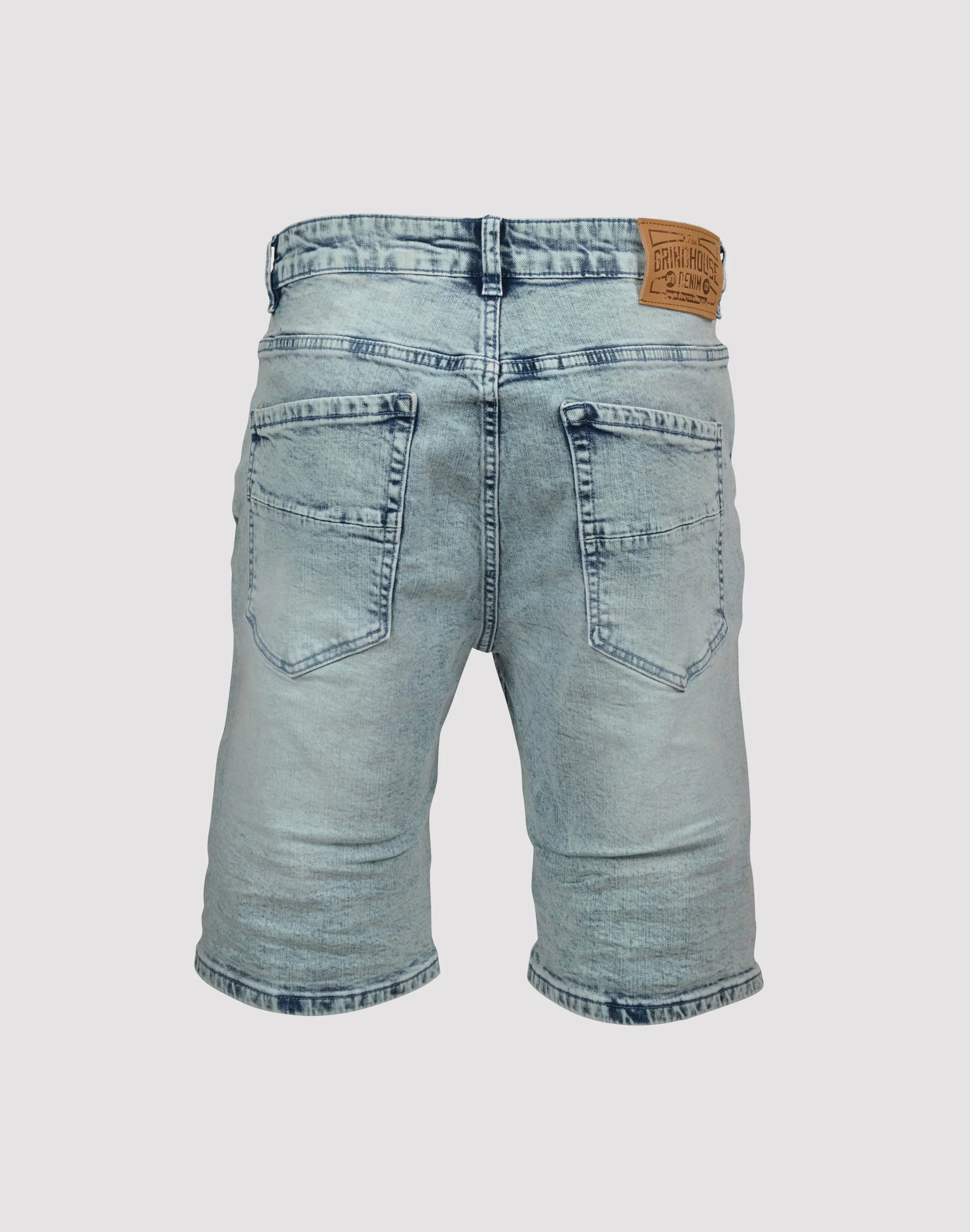 Grindhouse Acid Wash Denim Shorts - Blue