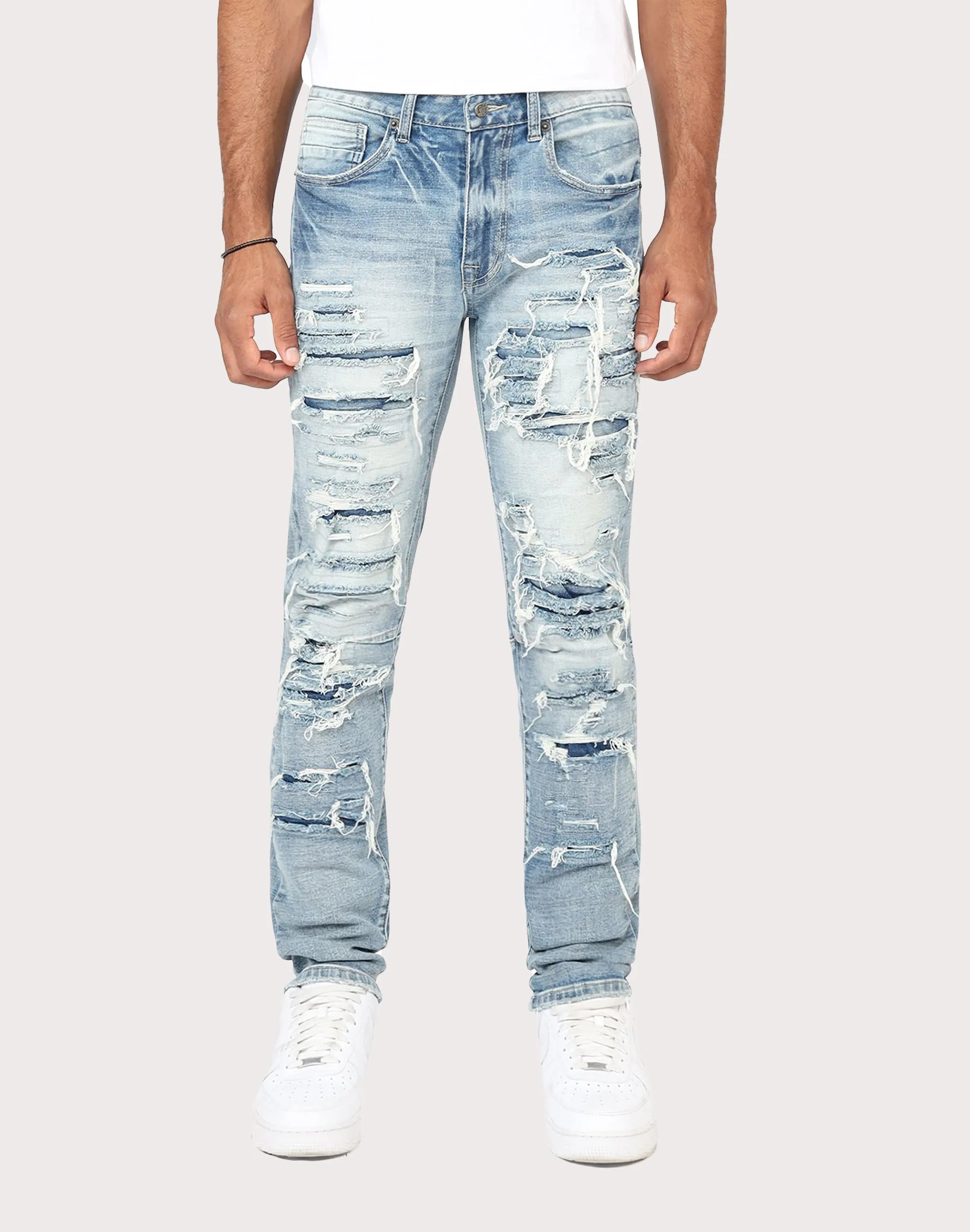 Grindhouse Ashley Slim Fit Heavy Rip N Repair Denim Jeans