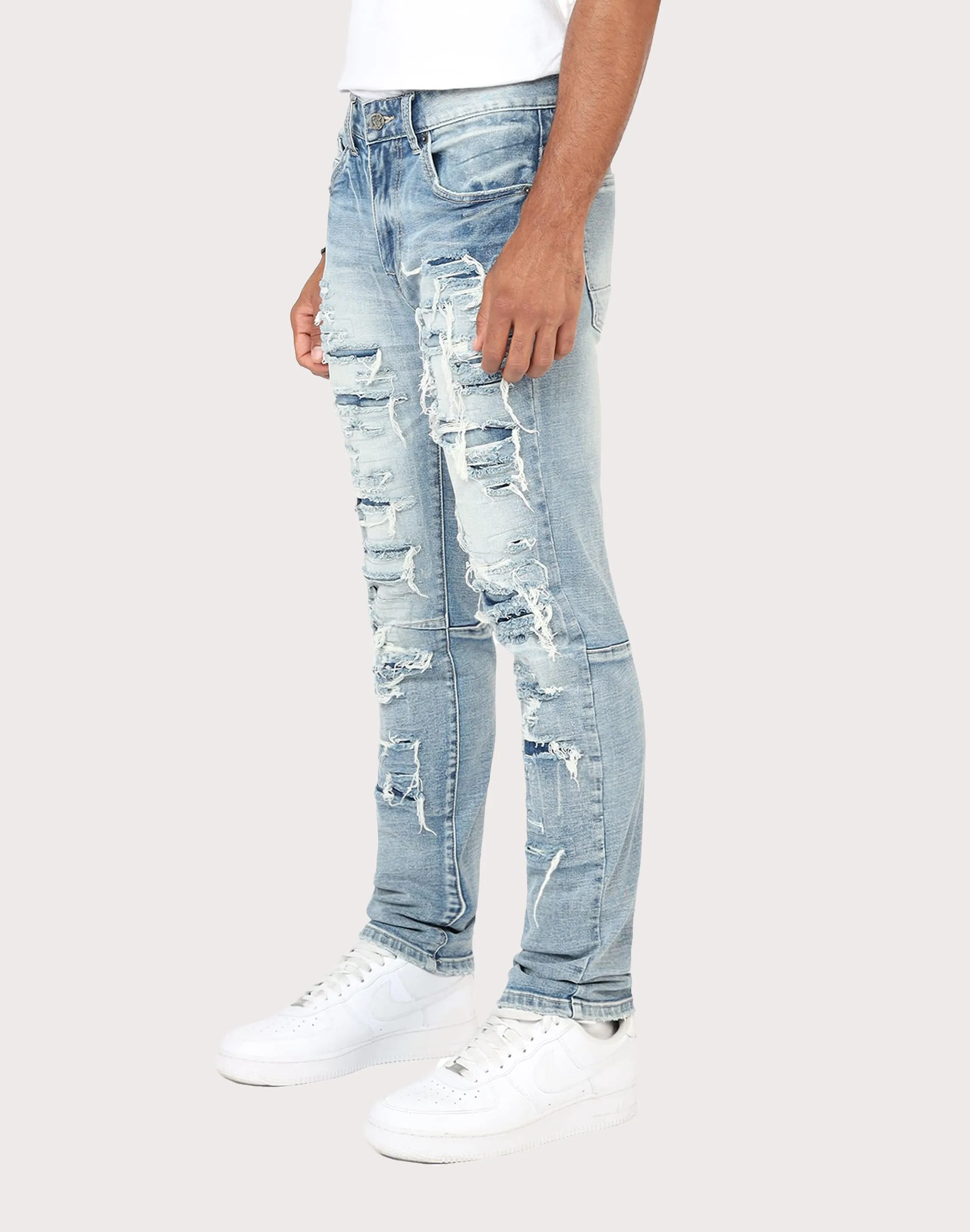 Grindhouse Ashley Slim Fit Heavy Rip N Repair Denim Jeans