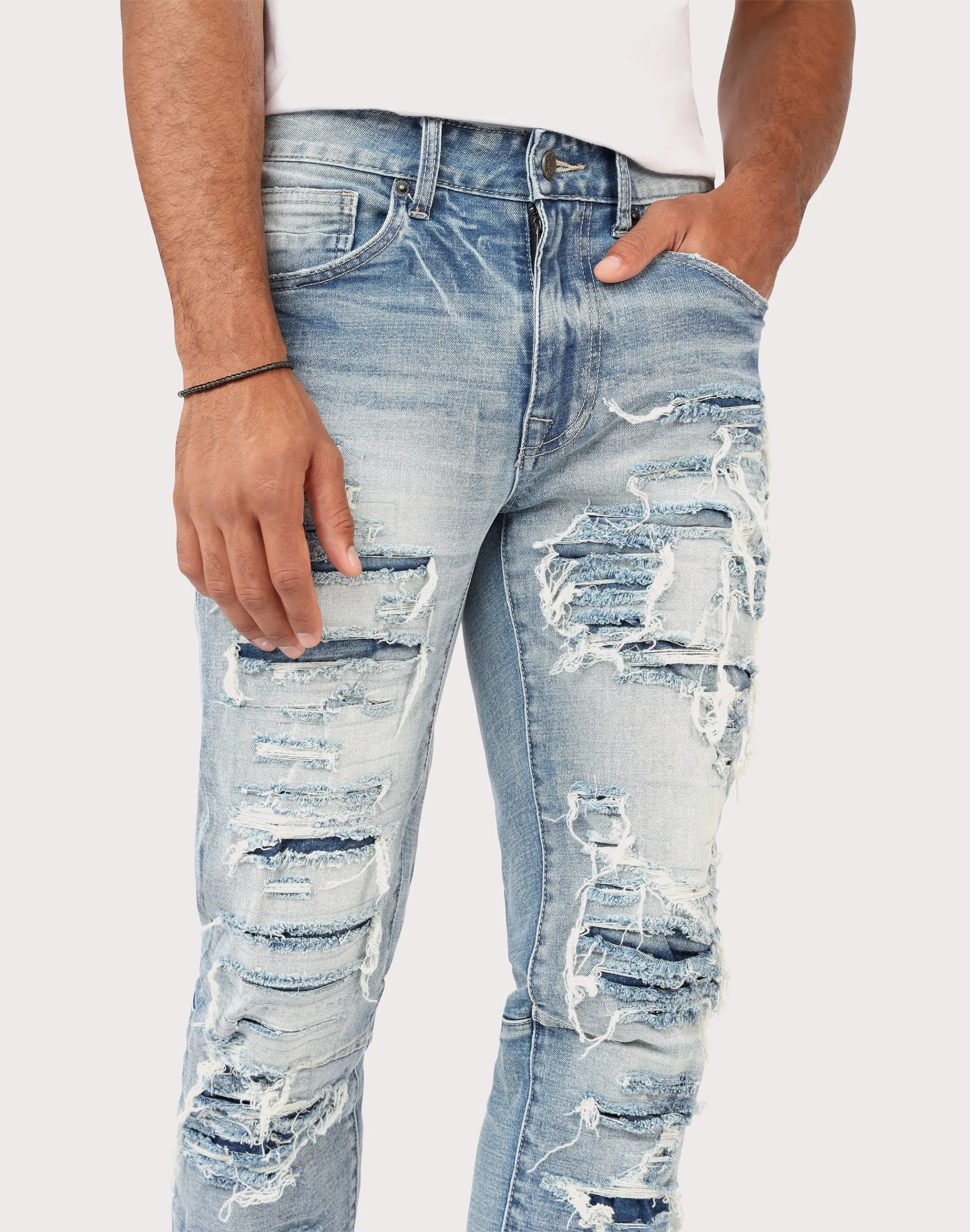 Grindhouse Ashley Slim Fit Heavy Rip N Repair Denim Jeans