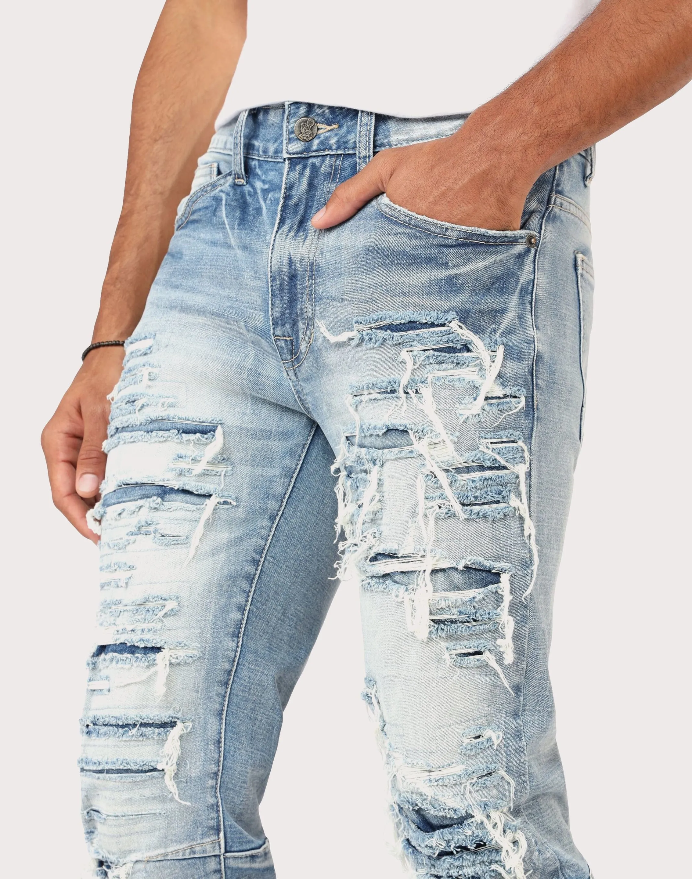 Grindhouse Ashley Slim Fit Heavy Rip N Repair Denim Jeans