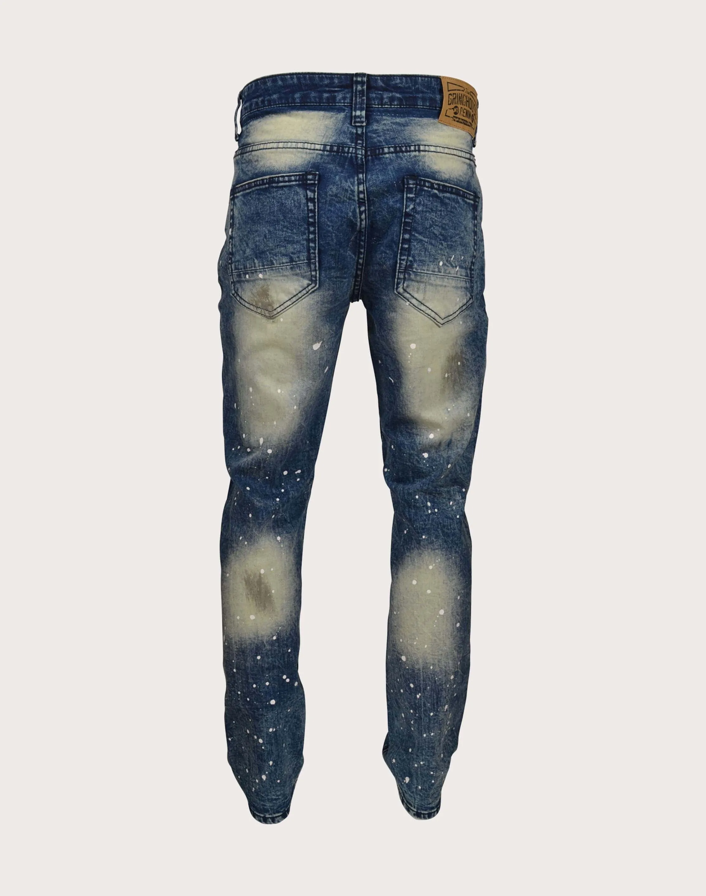 Grindhouse Blue Heavy Rips Slim Fir Denim Dark Blue Jeans
