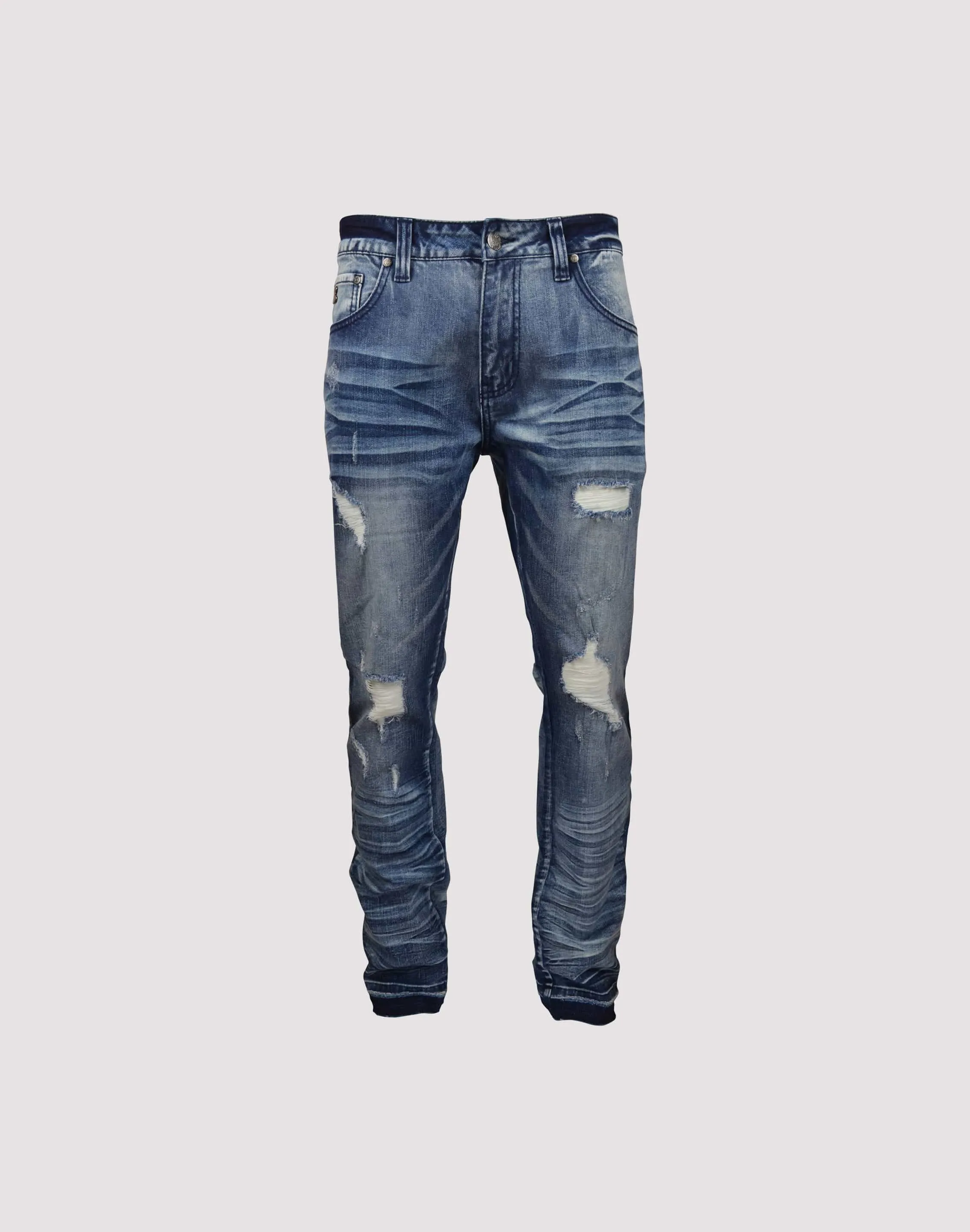 Grindhouse Blue Ripped Out Slim Fit Jeans