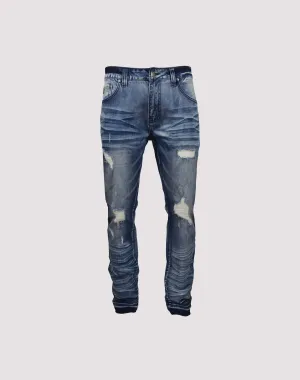 Grindhouse Blue Ripped Out Slim Fit Jeans