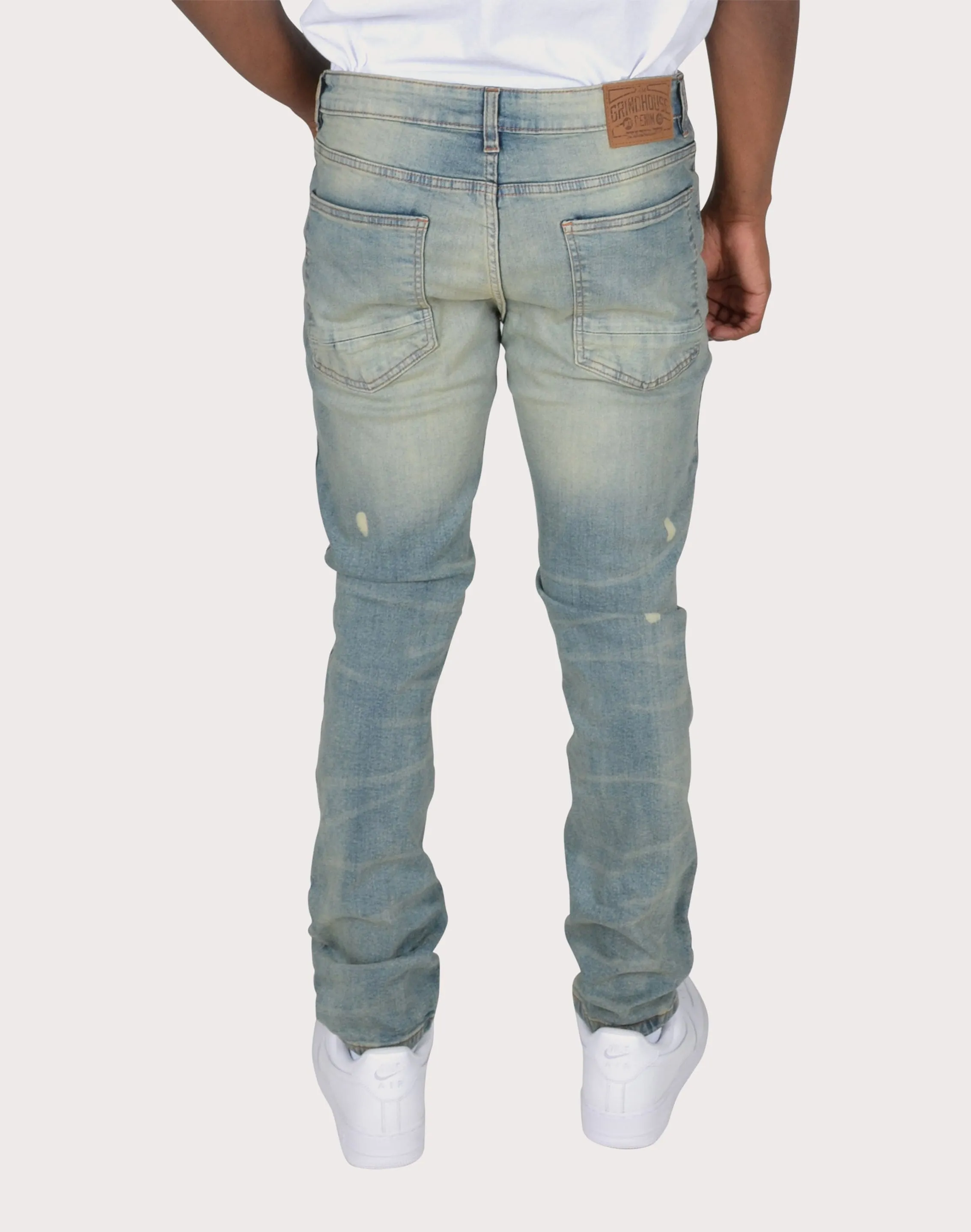 Grindhouse Blue Vintage Ripped With Bleach Denim Jeans