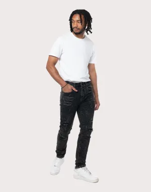 Grindhouse Cabo Slim Fit Lightning Effect Taper Denim Jeans