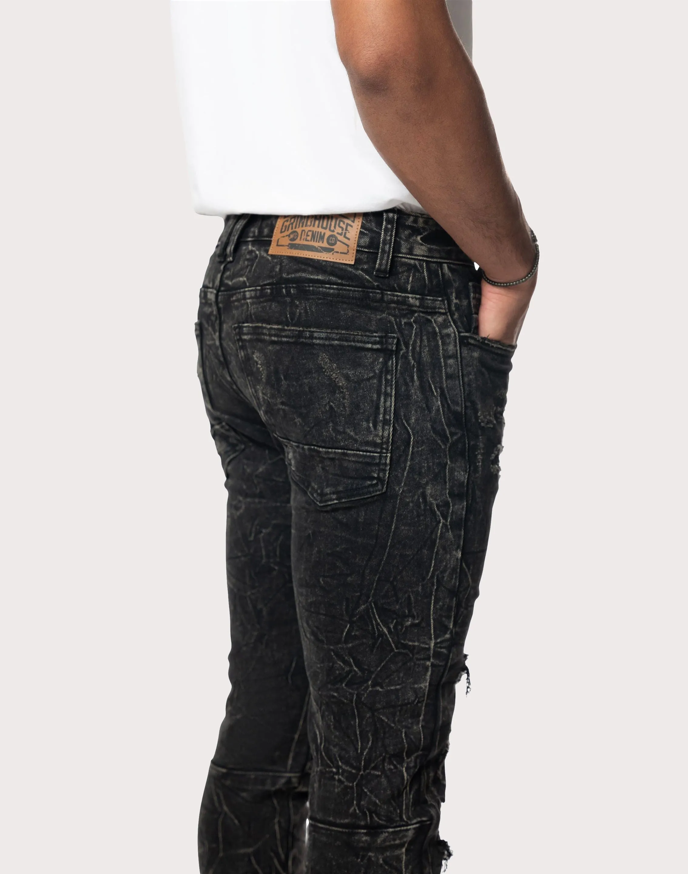 Grindhouse Cabo Slim Fit Lightning Effect Taper Denim Jeans