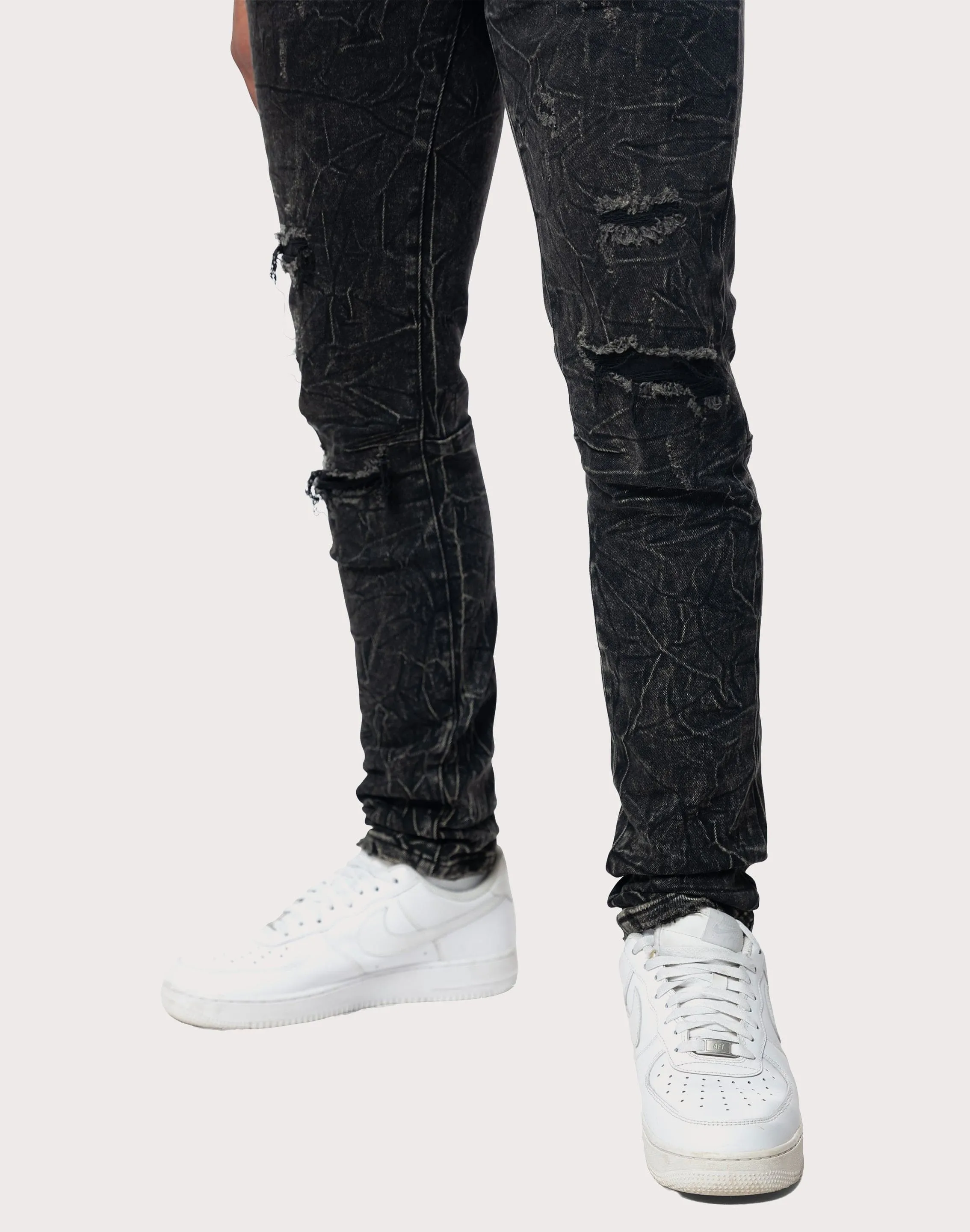 Grindhouse Cabo Slim Fit Lightning Effect Taper Denim Jeans
