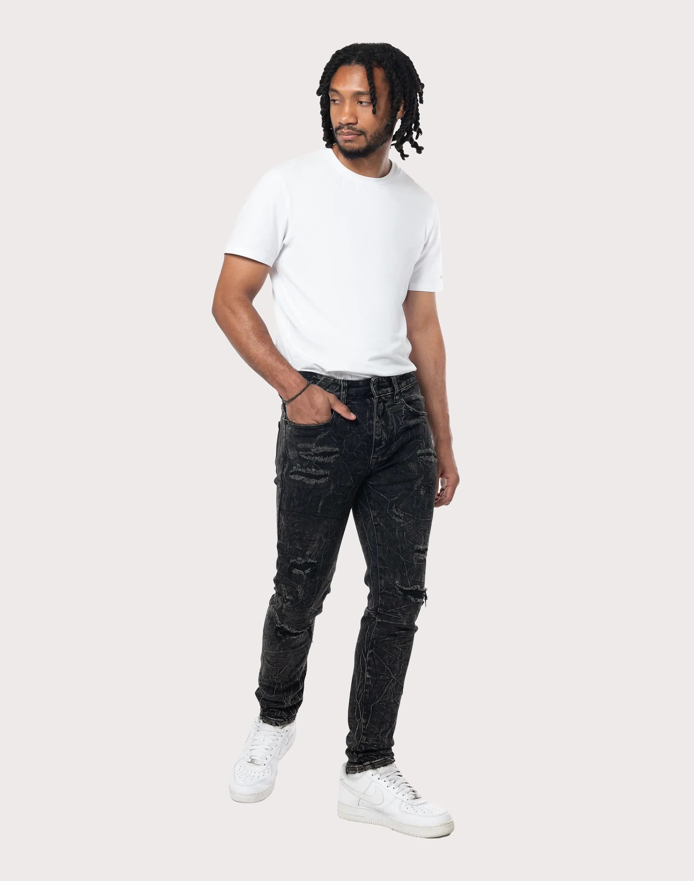 Grindhouse Cabo Slim Fit Lightning Effect Taper Denim Jeans